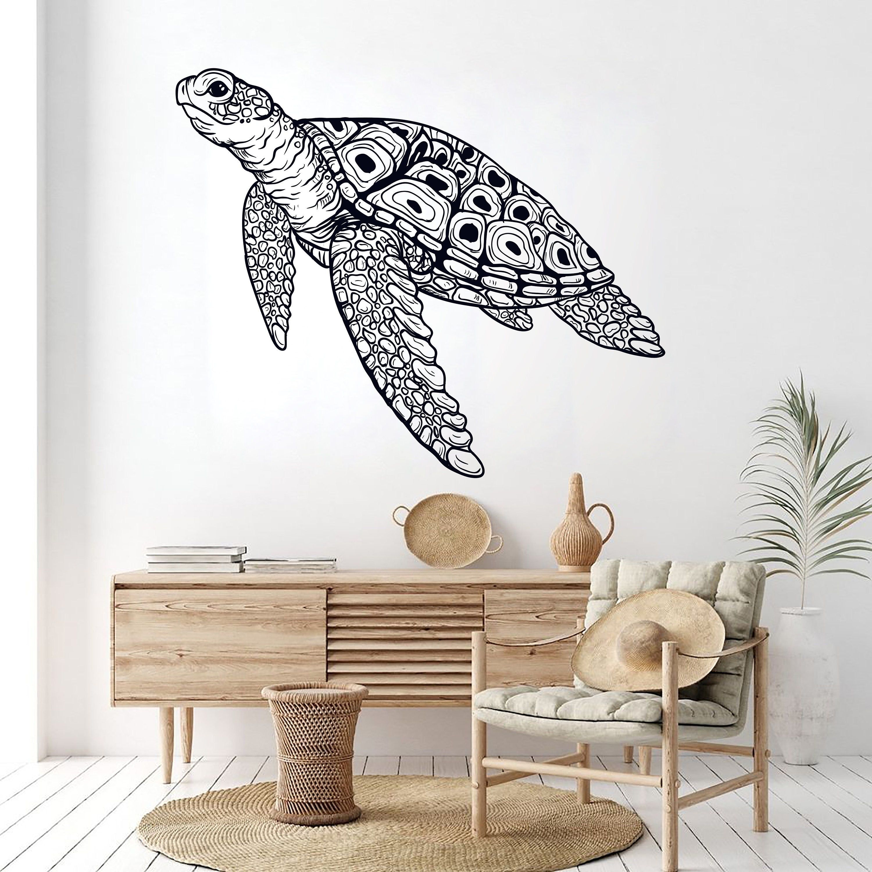 Turtle Wall Decor Sea Turtle Wall Decals Sea Turtle Wall – Etsy Denmark Regarding Recent Turtle Wall Art (View 5 of 20)