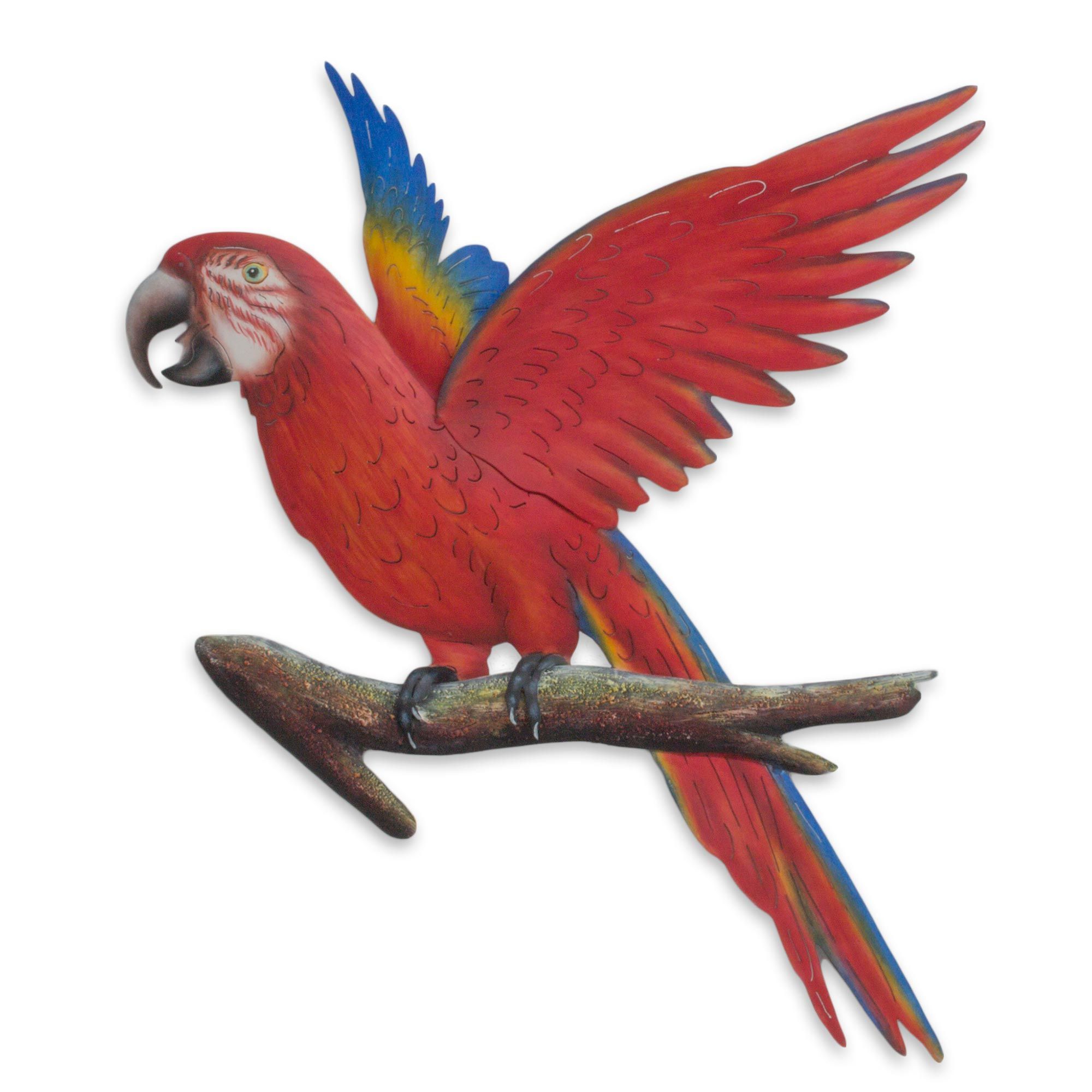Unicef Market | Handcrafted Red Steel Bird Theme Wall Sculpture From Mexico  – Scarlet Macaw Pertaining To Recent Bird Macaw Wall Sculpture (Gallery 2 of 20)