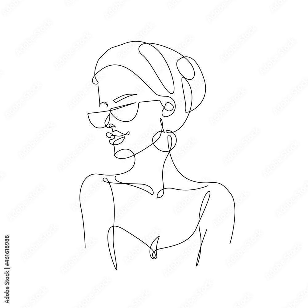 Vettoriale Stock Fashion Woman Face Line Art Drawing. Abstract Female Head  One Line Drawing For Wall Art, Fashion Prints, Posters. Art Sketch Print,  Black And White Single Line Art, Feminine Poster (View 6 of 20)