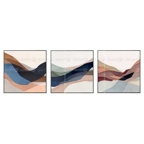 Wall Art Hong Kong – Affordable Art Hk – D8 Artworks – Square Canvas Wall  Art – Waves Layers – Set Of 3 – More Sizes Pertaining To Recent 3 Layers Wall Sculptures (View 12 of 20)