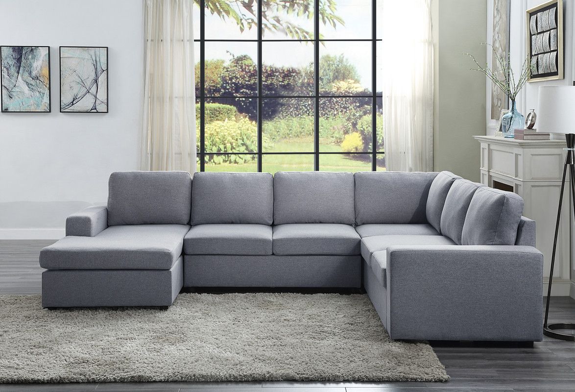 Warren Light Gray Linen 6 Seat Reversible Modular Sectional Sofa Chaise –  1stopbedrooms Within 6 Seater Sectional Couches (Gallery 1 of 20)