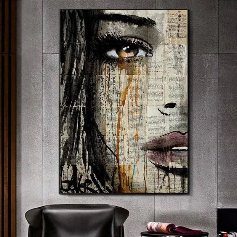 Woman Face On Canvas – Etsy Intended For Latest Women Face Wall Art (View 5 of 20)