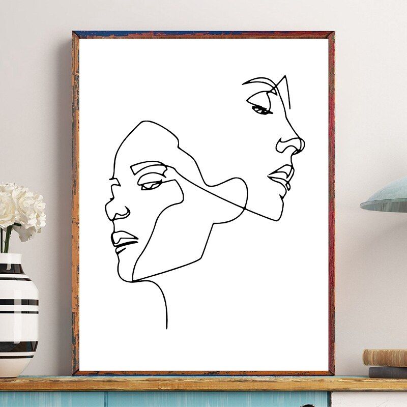 Woman Faces Line Drawing Wall Art Print Modern Abstract Single Line Black  White Canvas Painting Wall Picture Nordic Poster Decor – Aliexpress With Most Up To Date Women Face Wall Art (View 9 of 20)