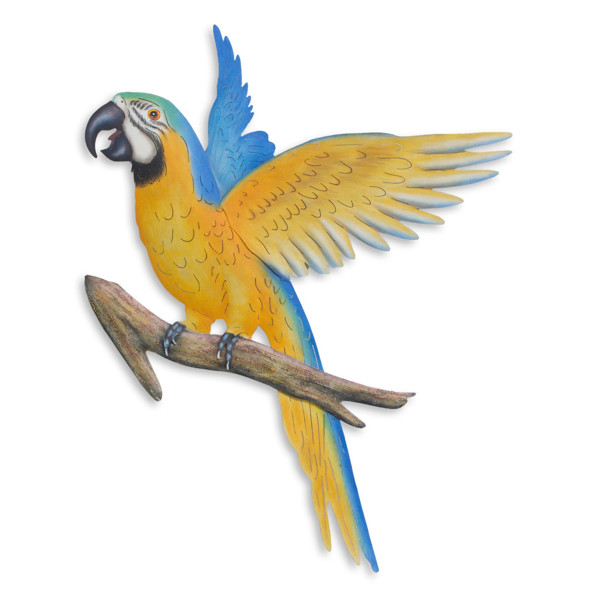 World Menagerie Hand Crafted Steel Macaw Sculpture Wall Décor | Wayfair Regarding 2018 Bird Macaw Wall Sculpture (Gallery 8 of 20)