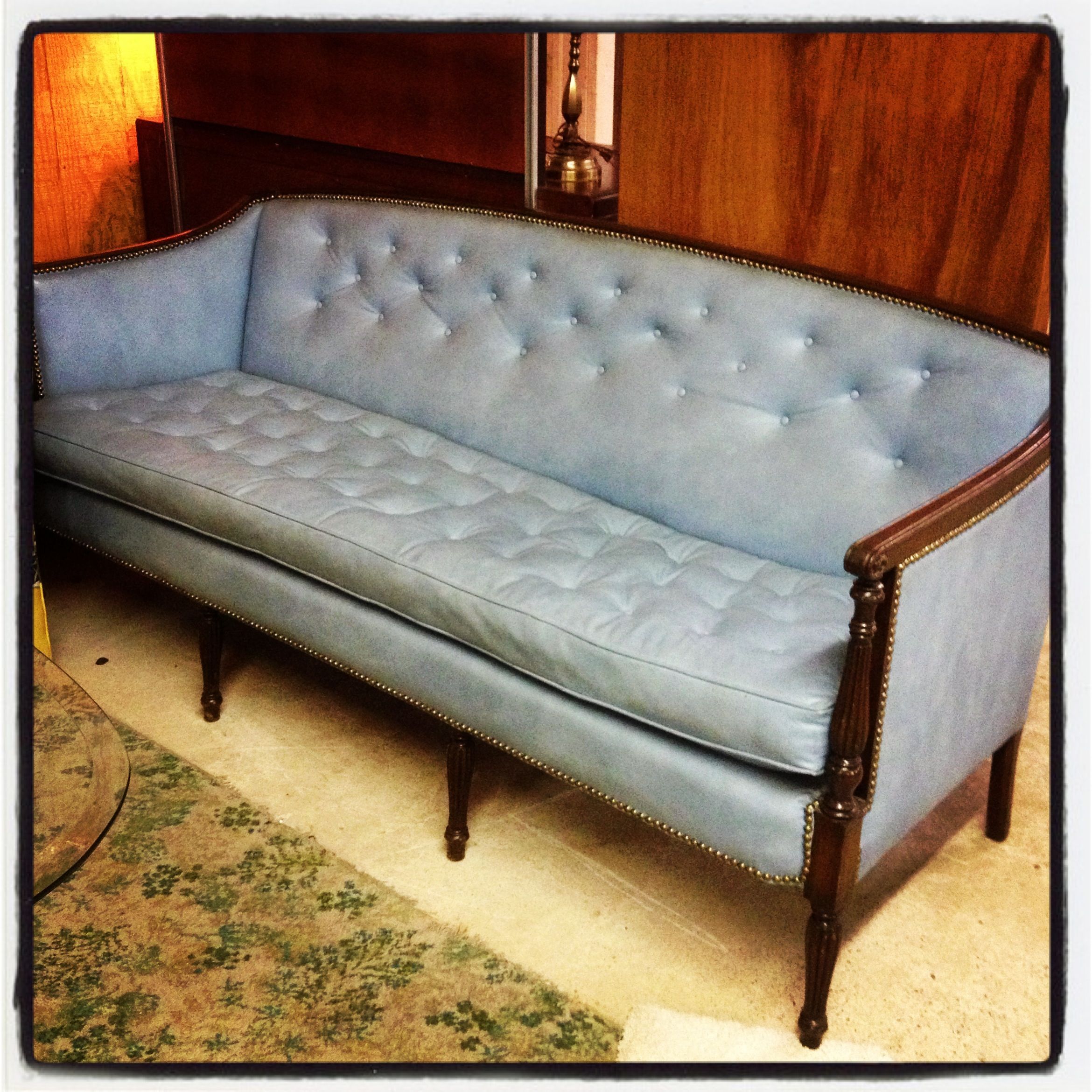 1940's? Bluish Gray Vintage Leather Sofa | Sofa, Vintage Leather Sofa Intended For Sofas In Bluish Grey (Gallery 17 of 20)