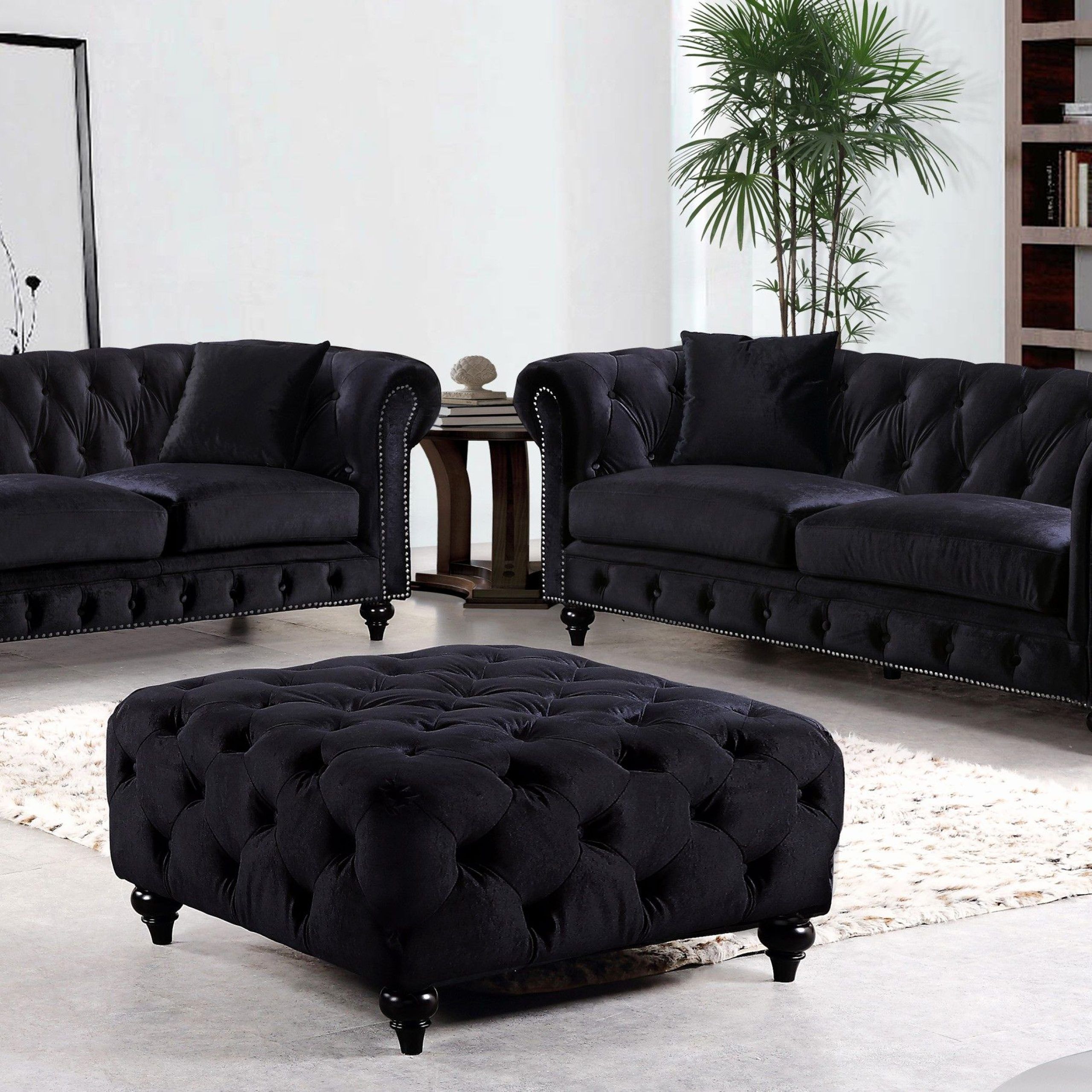 20+ Black Sofa Set Decorating Ideas – Decoomo In Traditional Black Fabric Sofas (Gallery 3 of 21)