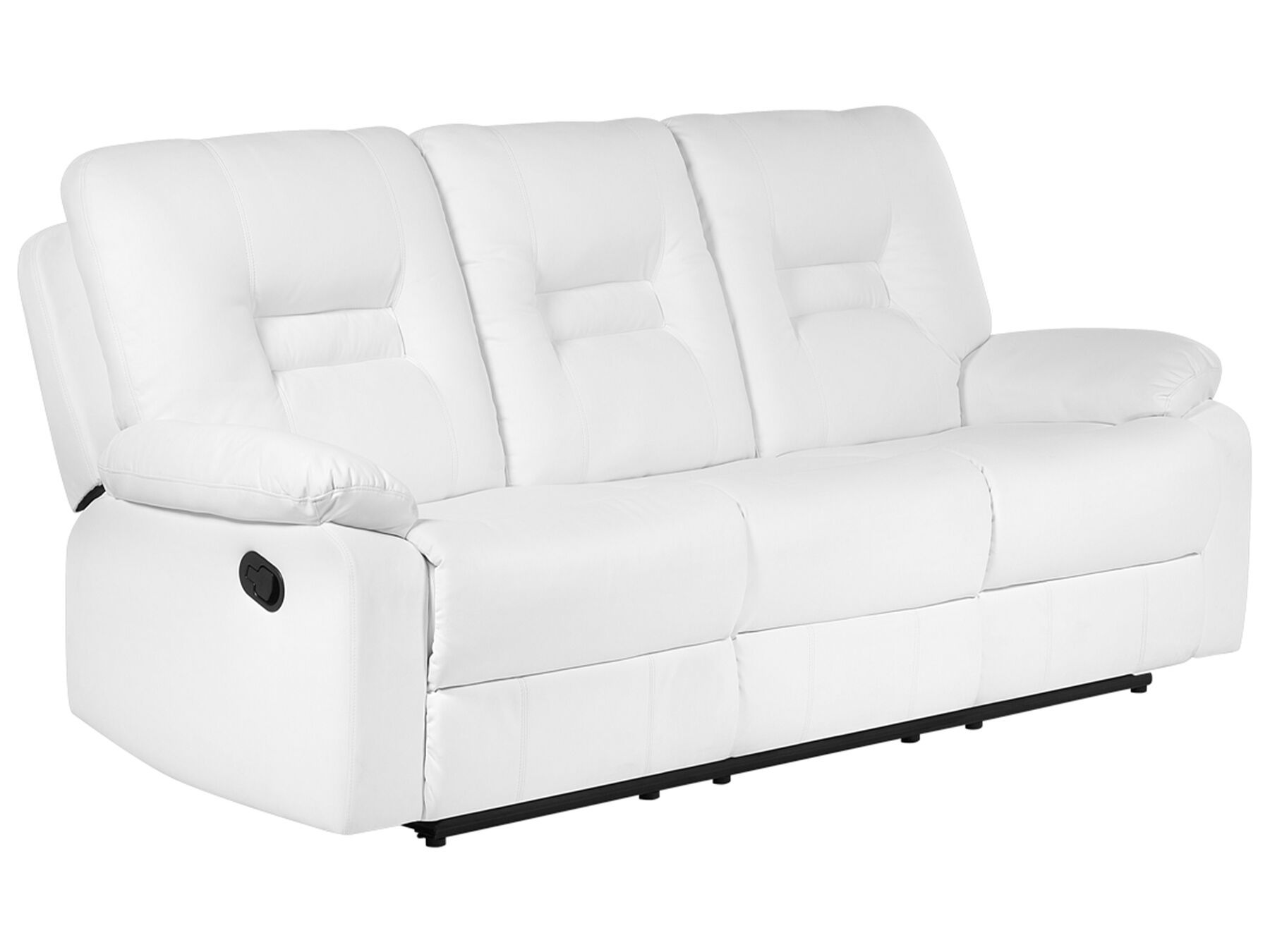3 Seater Faux Leather Recliner Sofa White Bergen | Beliani (View 20 of 20)