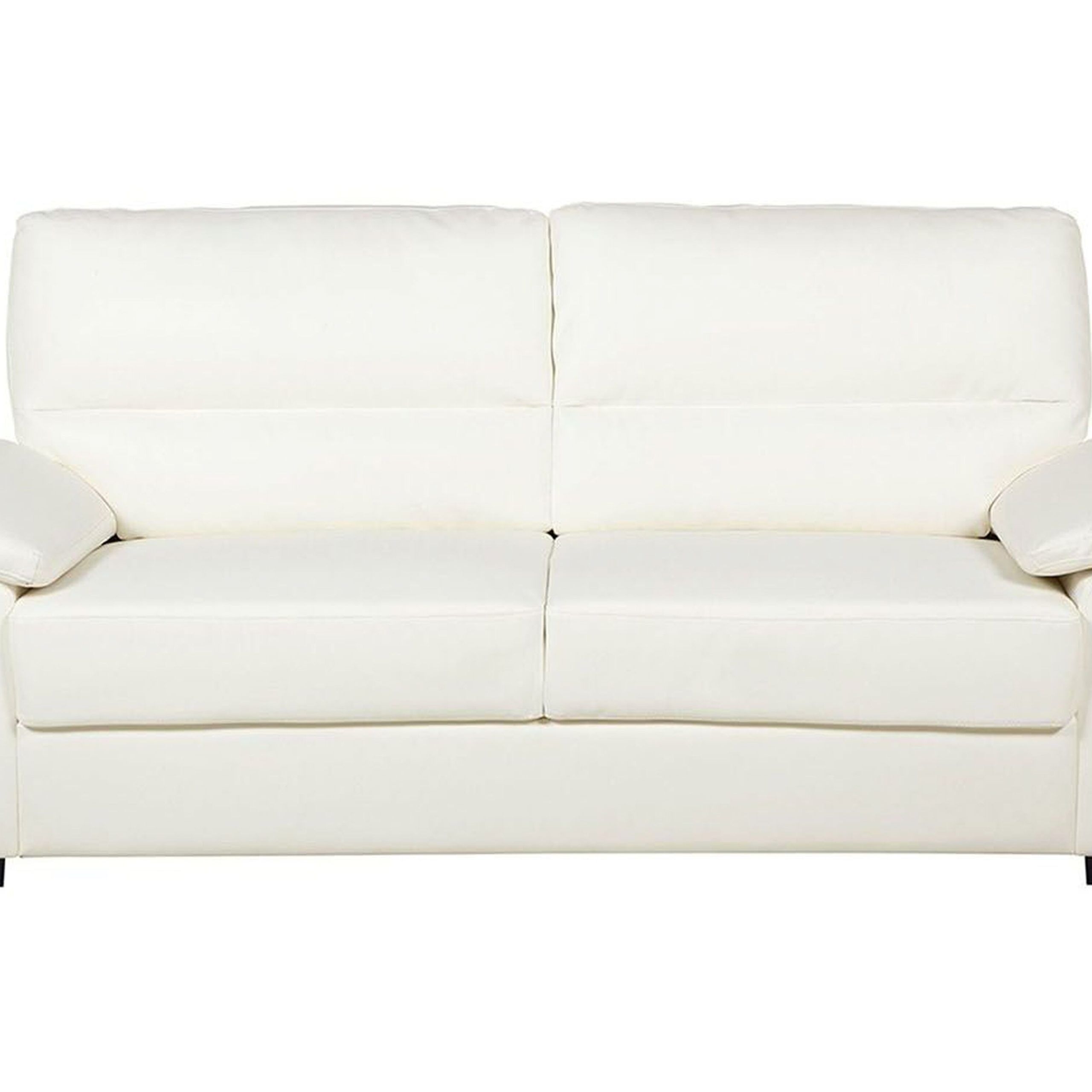 3 Seater Faux Leather Sofa Cream Vogar | Beliani.co.uk Throughout Traditional 3 Seater Faux Leather Sofas (Gallery 11 of 20)