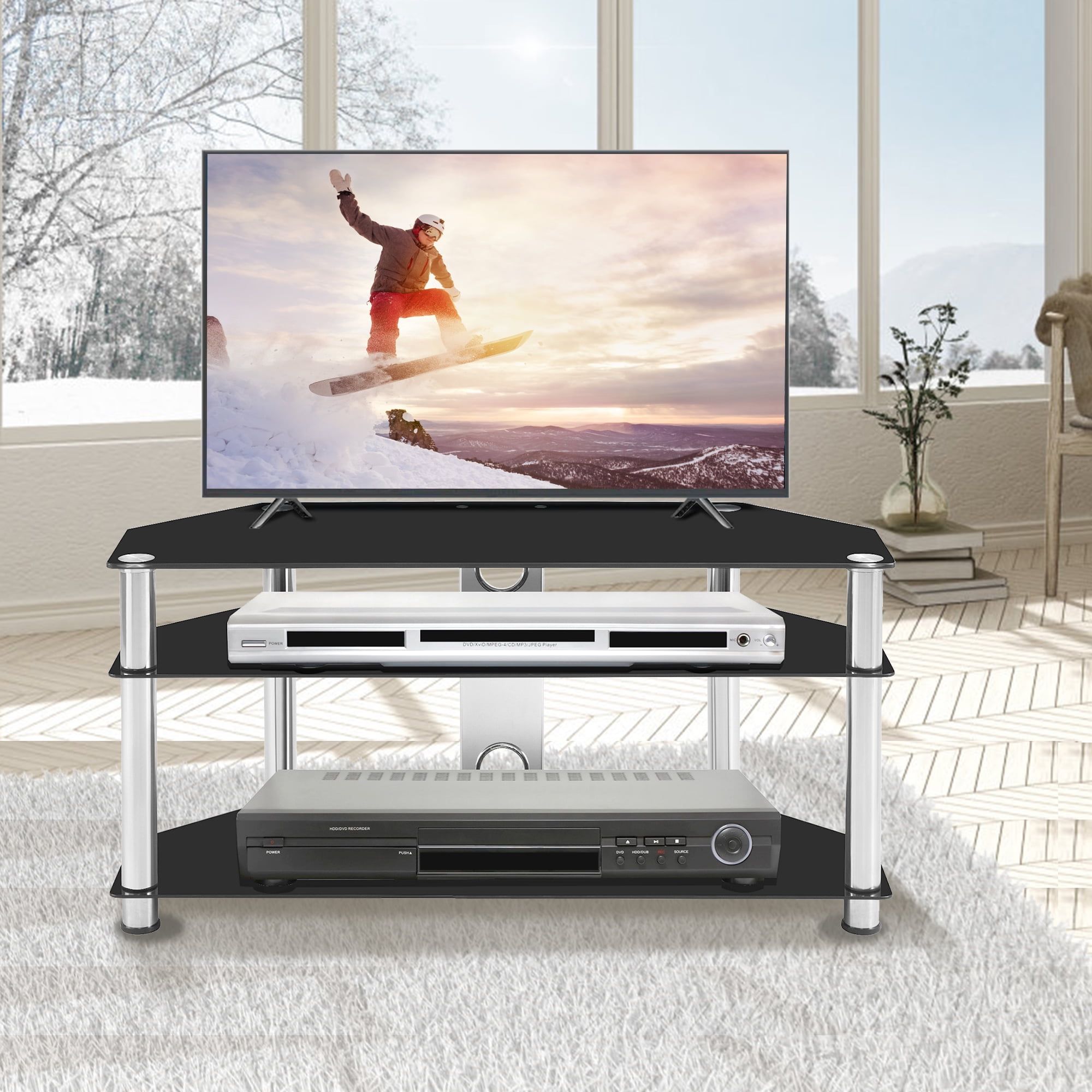 3 Tier Floor Modern Tv Stand For Most 26 42inch Tvs, Universal Tv Table With Tier Stands For Tvs (Gallery 11 of 20)