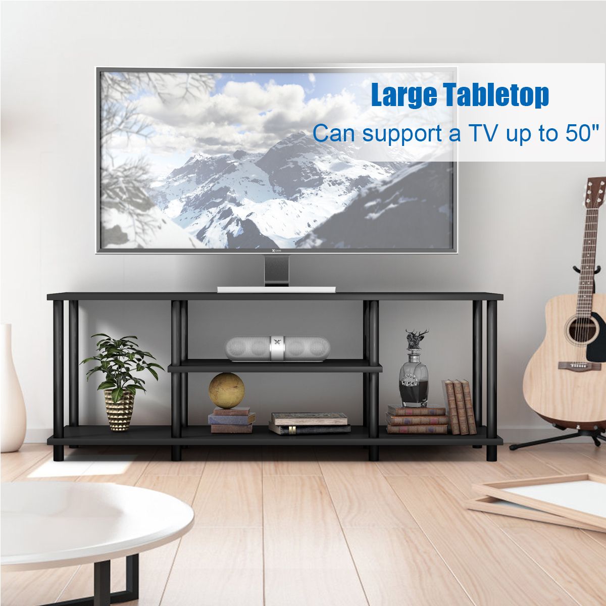 3 Tier Tv Stand Wood Media Unit Console Table Storage Cabinet Shelf Pertaining To Tier Stands For Tvs (View 18 of 20)