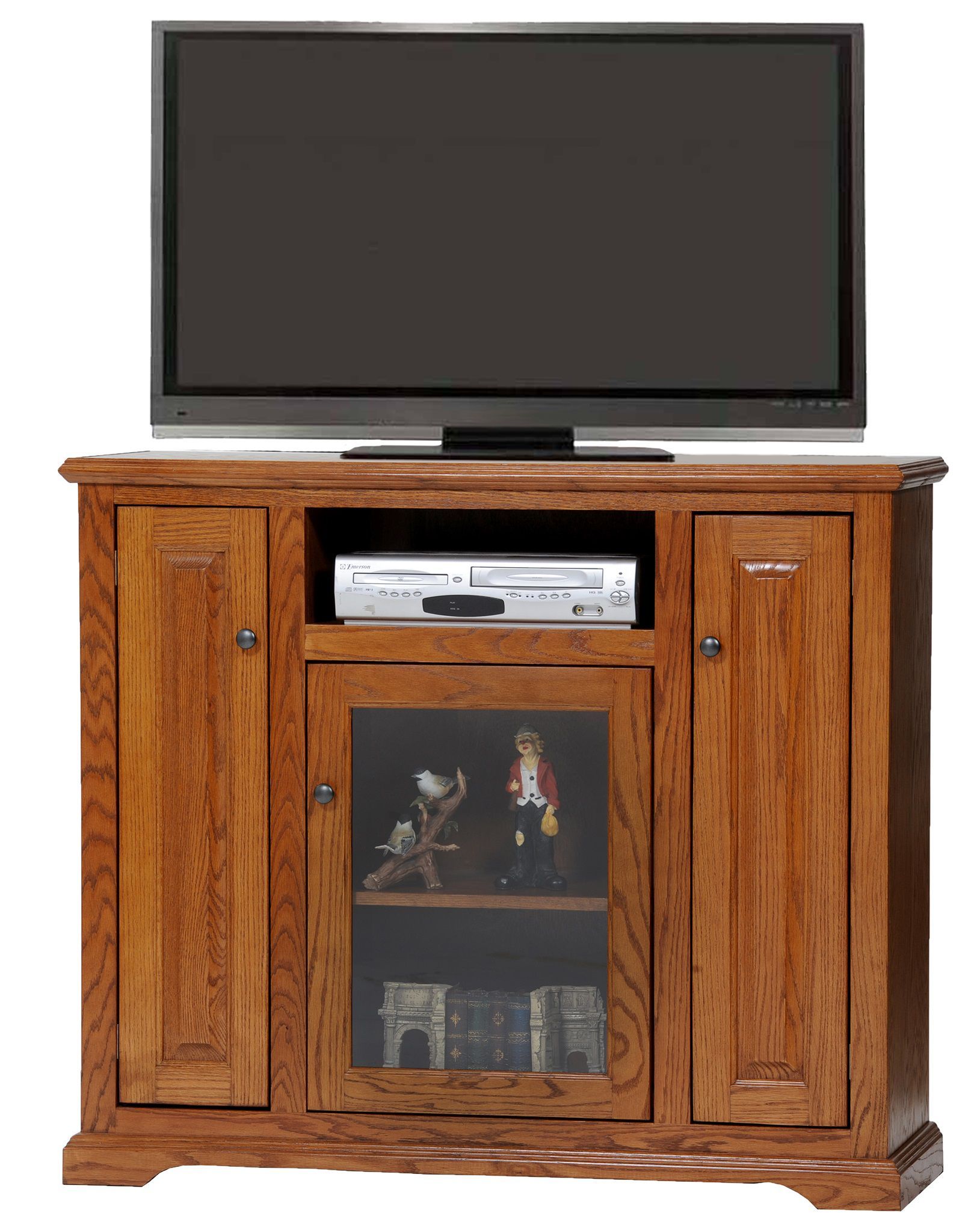 47" Oak Deluxe Tall Tv Stand – Oak Factory Outlet – Furniture Store With Regard To Dual Use Storage Cabinet Tv Stands (View 20 of 20)