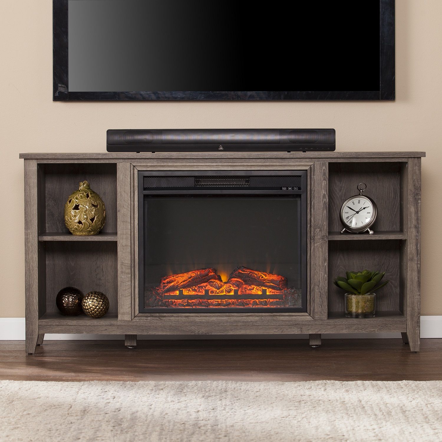 55 1/2" Parkdale Electric Fireplace Tv Stand – Mocha Gray With Tv Stands With Electric Fireplace (View 12 of 20)
