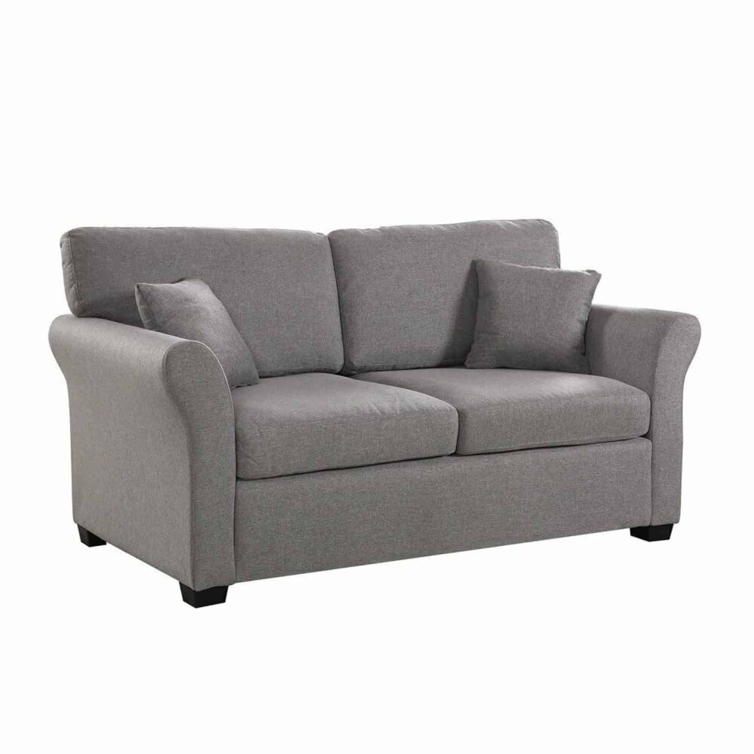 63" Bluish Grey Cozy Loveseat Sofa W/ 2 Accent Pillows – Affordable Pertaining To Sofas In Bluish Grey (Gallery 4 of 20)