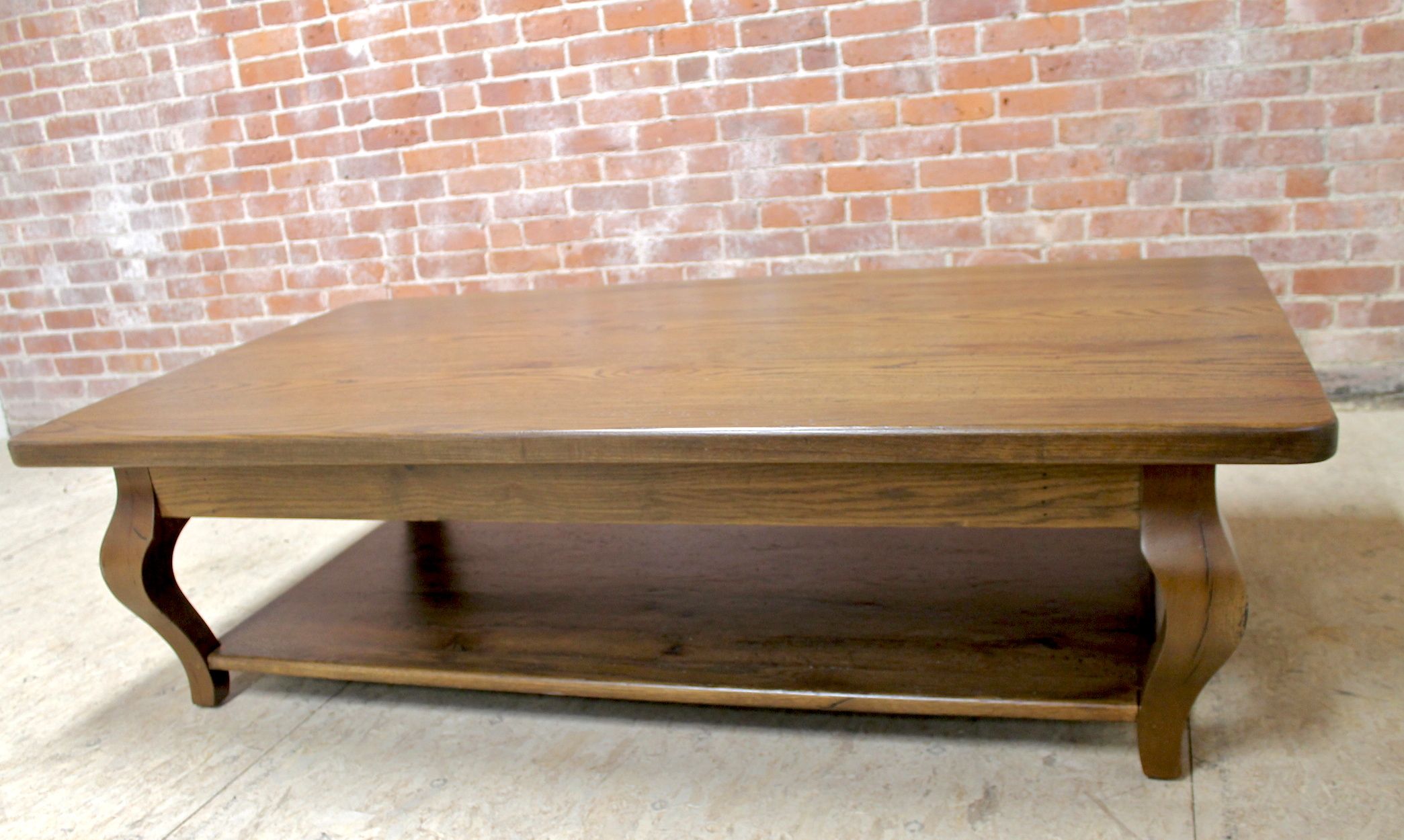66in Oak Coffee Table In Antique Walnut Finish – Ecustomfinishes With Pemberly Row Replicated Wood Coffee Tables (Gallery 19 of 20)