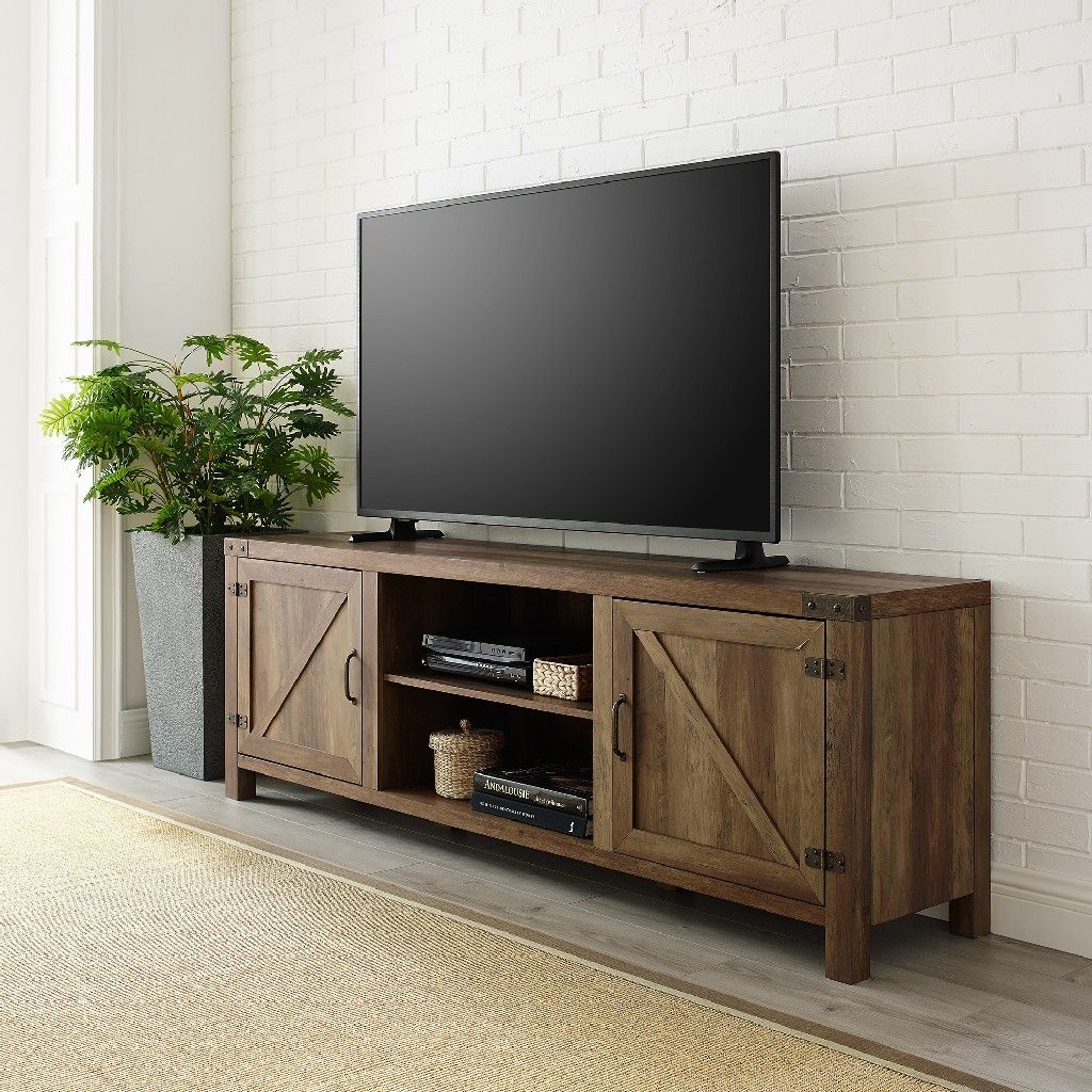 70" Modern Farmhouse Tv Stand In Rustic Oak – Walker Edison W70bdsdro For Farmhouse Tv Stands For 70 Inch Tv (Gallery 9 of 20)