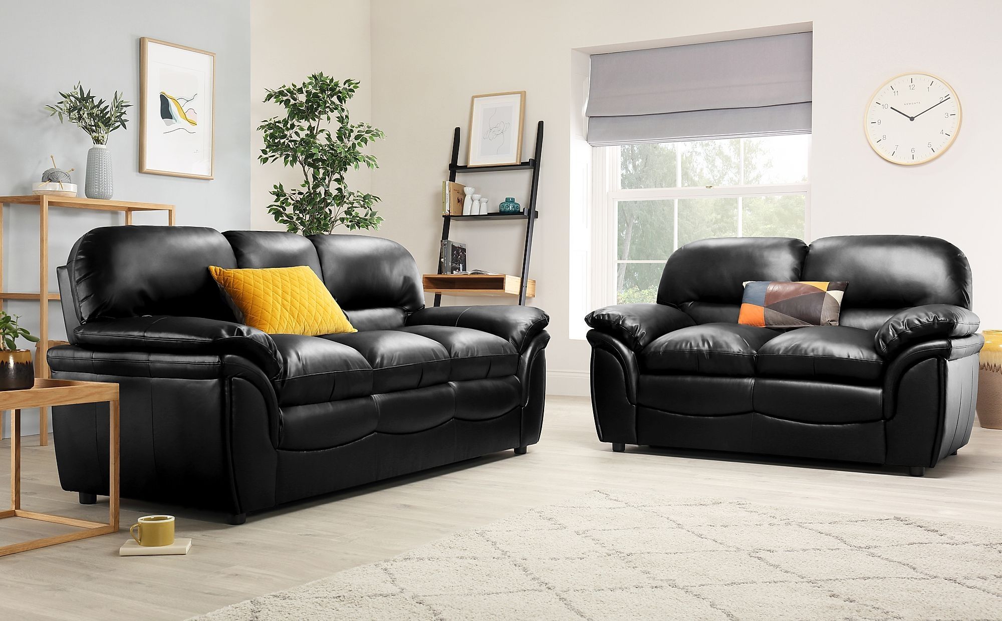 8 Photos Rochester Black Leather 3 Seater Sofa And Description – Alqu Blog Regarding 3 Seat L Shaped Sofas In Black (Gallery 12 of 20)