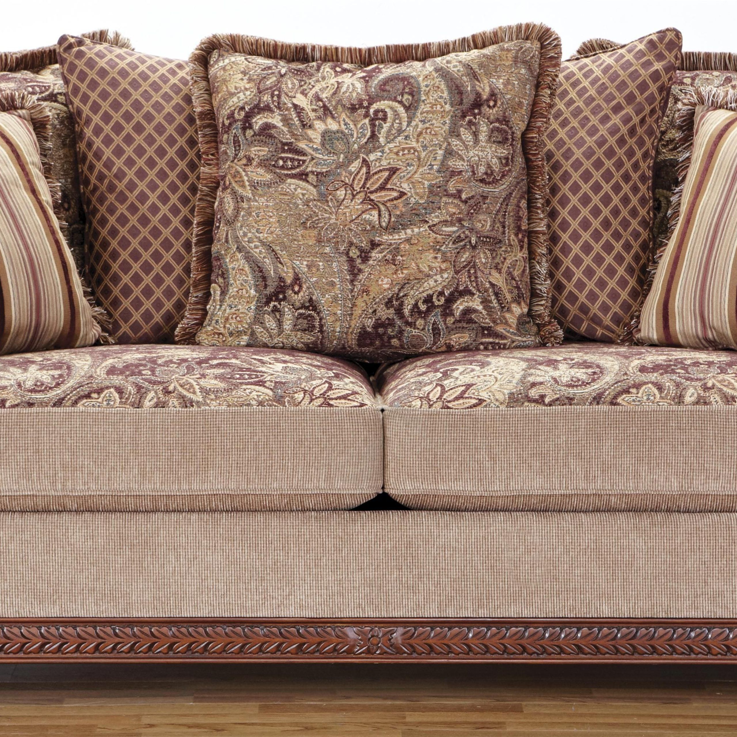 8716 Traditional Rolled Arm Sofa With Decorative Wood Trimhm Within Sofas With Pillowback Wood Bases (View 10 of 20)