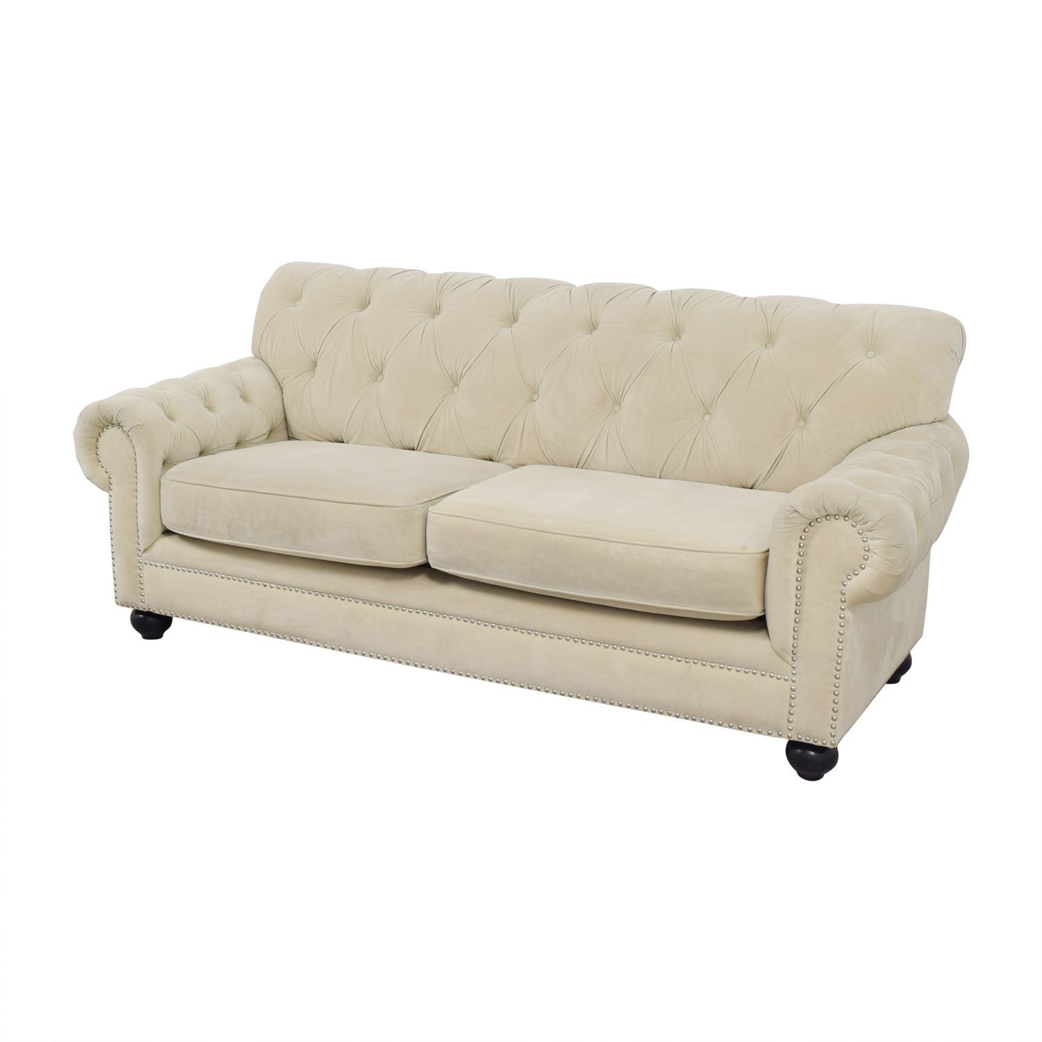 88% Off – Chesterfield Style Tufted Beige Velvet Sofa / Sofas Throughout Elegant Beige Velvet Sofas (Gallery 14 of 20)