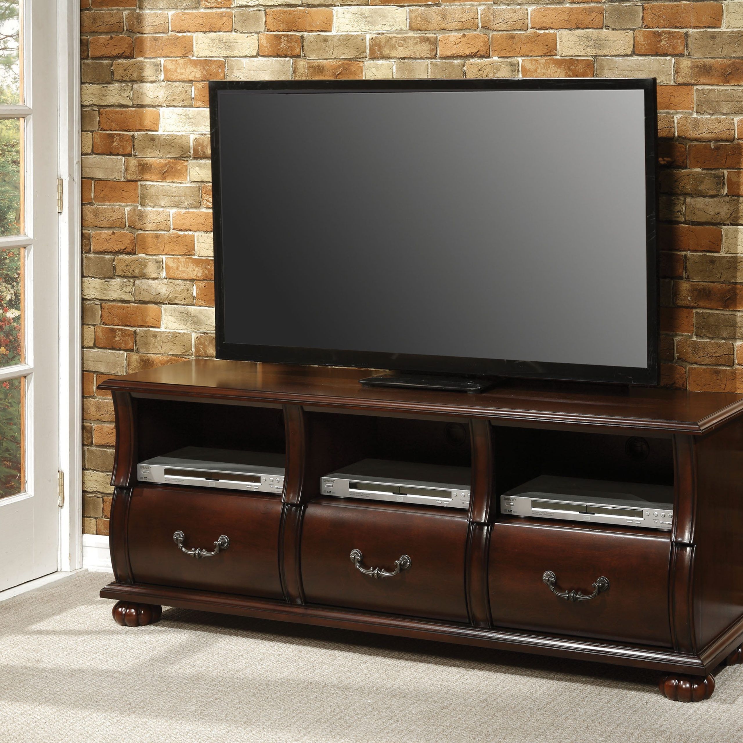 Acme Faysnow Dark Cherry Tv Stand For Flat Screen Tvs Up To 55 Within Stand For Flat Screen (Gallery 6 of 20)