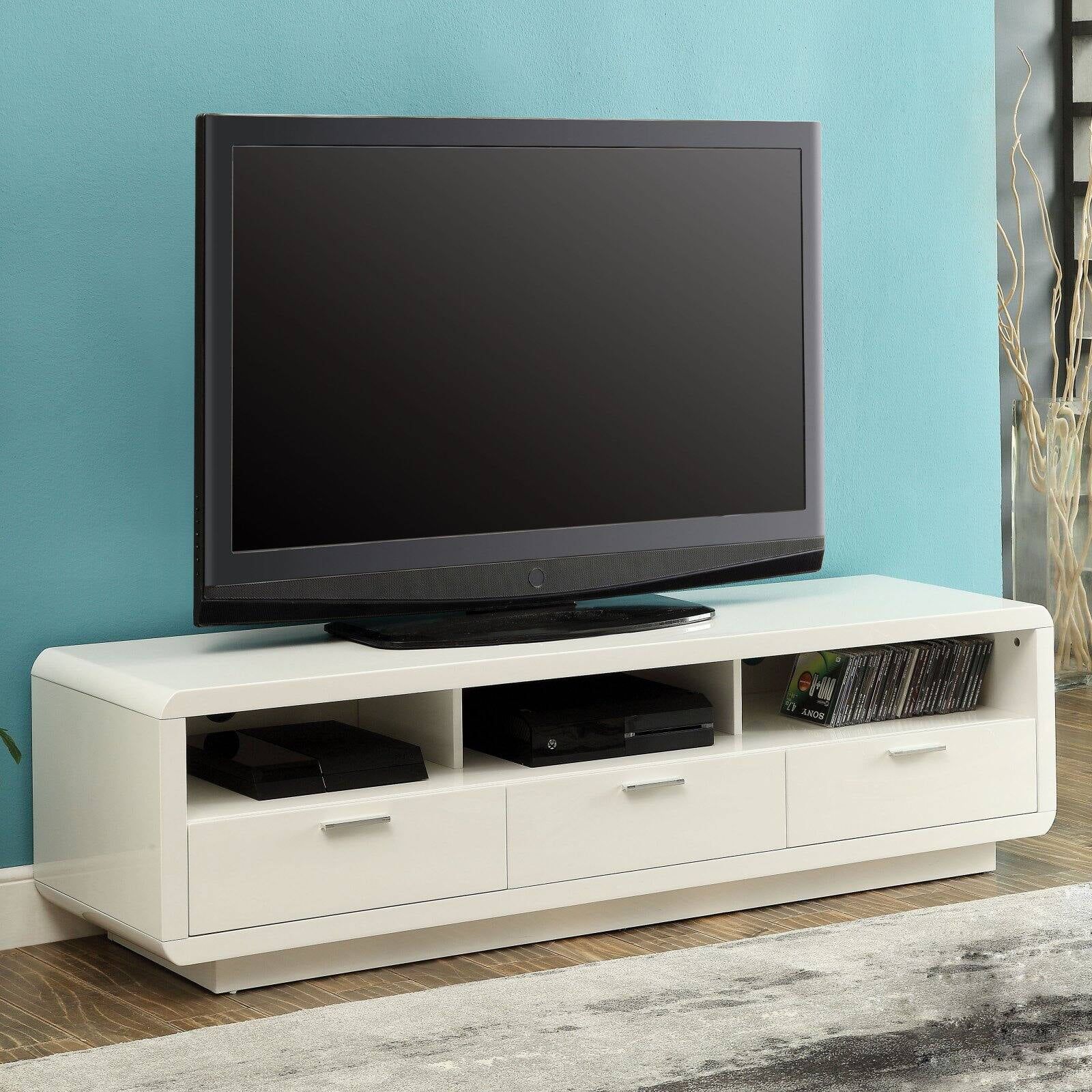 Acme Randell White Tv Stand For Flat Screen Tvs Up To 60" – Walmart Within Stand For Flat Screen (Gallery 12 of 20)
