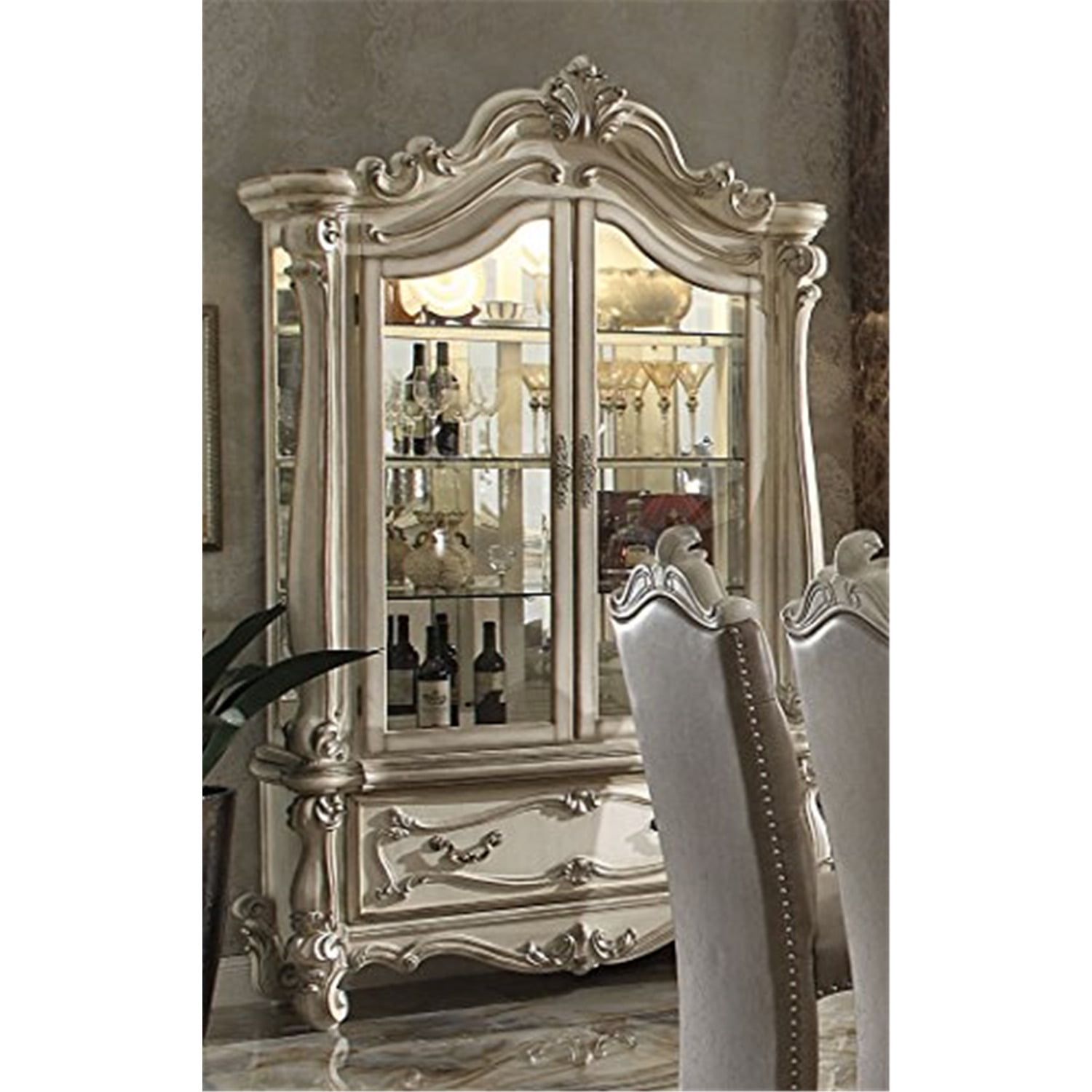 Acme Versailles Curio Cabinet, Bone White (1set/2ctn) Color:bone White Pertaining To Versailles Console Cabinets (Gallery 15 of 20)