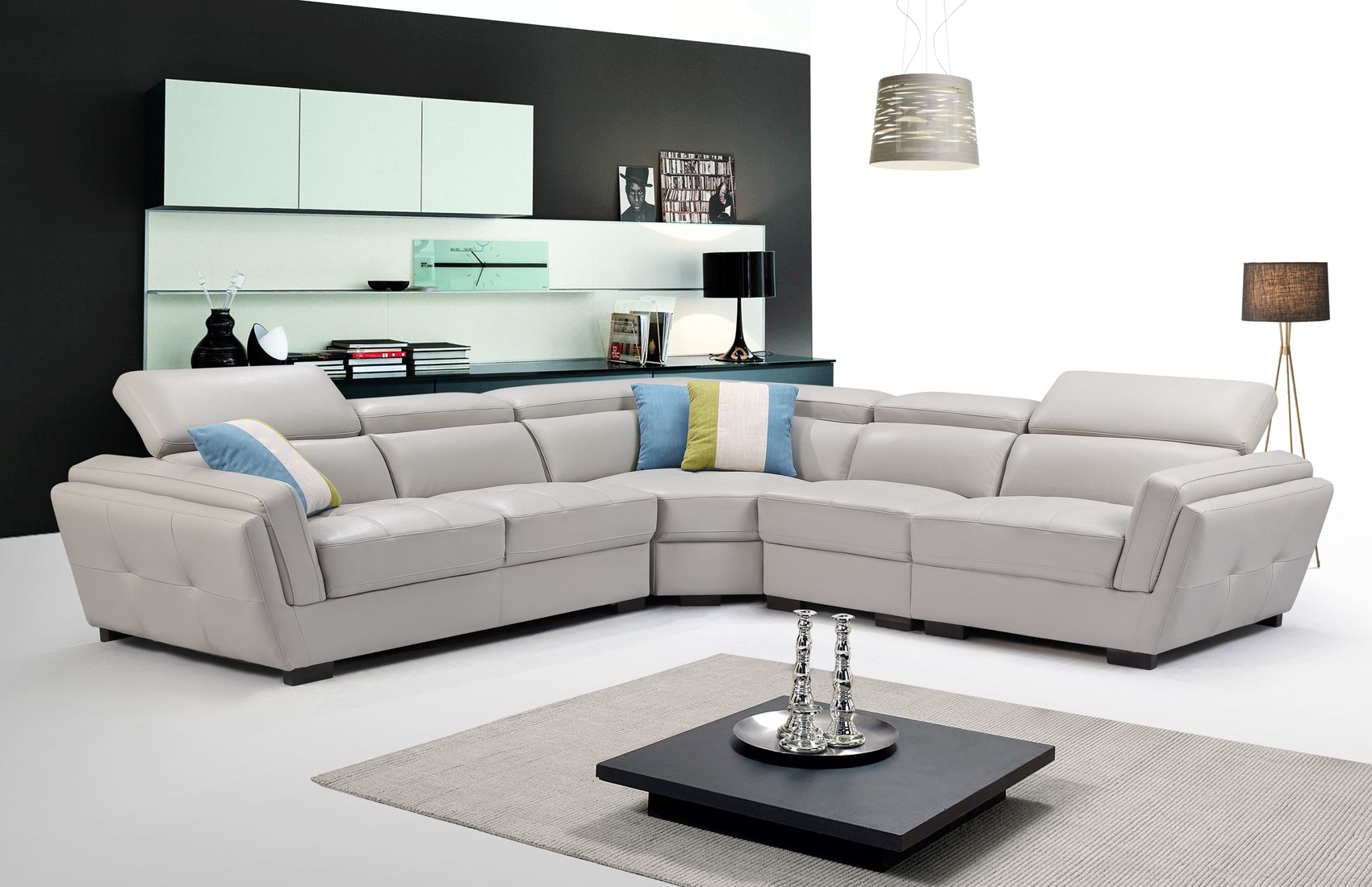 Advanced Adjustable Modern Leather L Shape Sectional With Pillows Pertaining To Modern L Shaped Sofa Sectionals (Gallery 17 of 20)