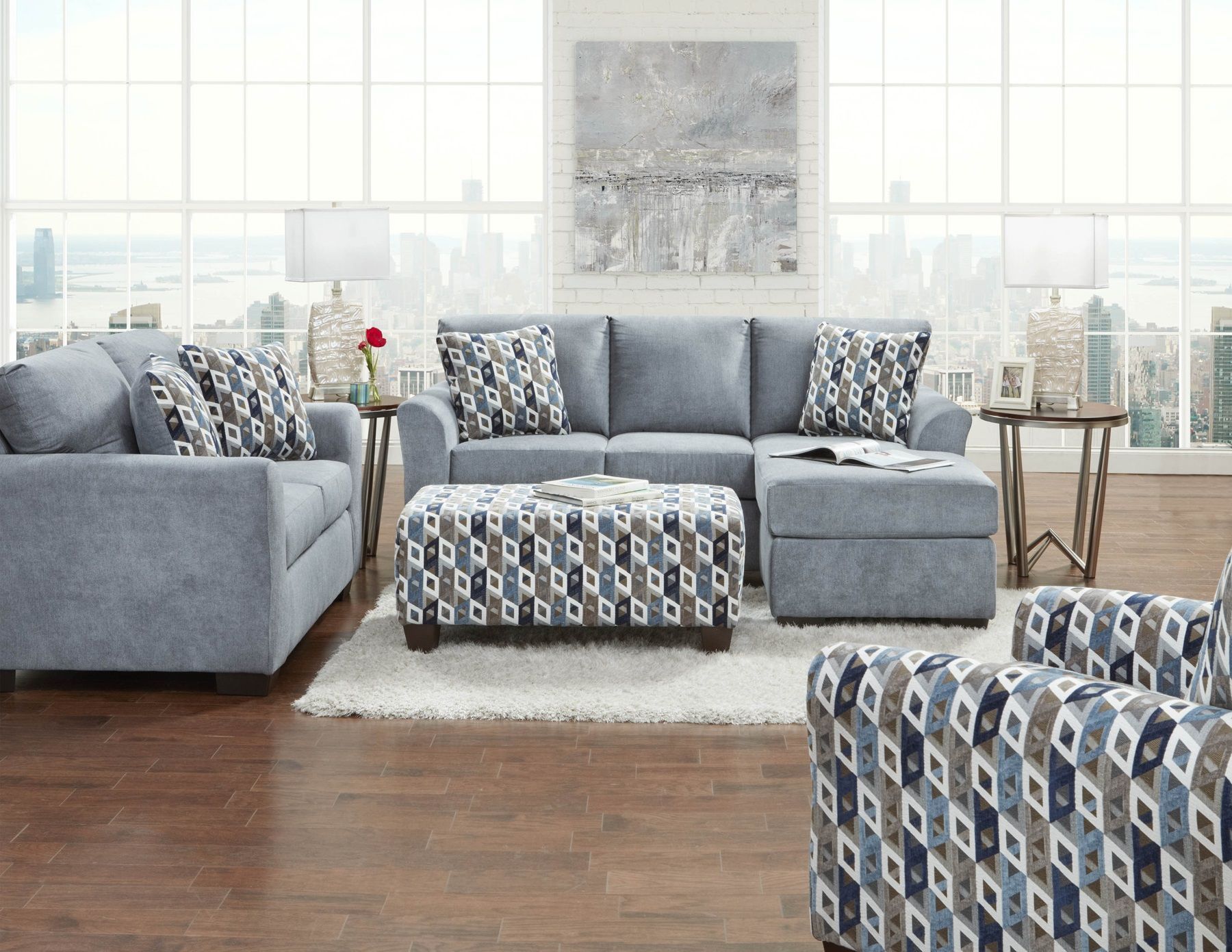 Affordable Furniture Anna Blue/grey Sofa And Chaise – $397 | 4 Piece Pertaining To Sofas In Bluish Grey (Gallery 18 of 20)