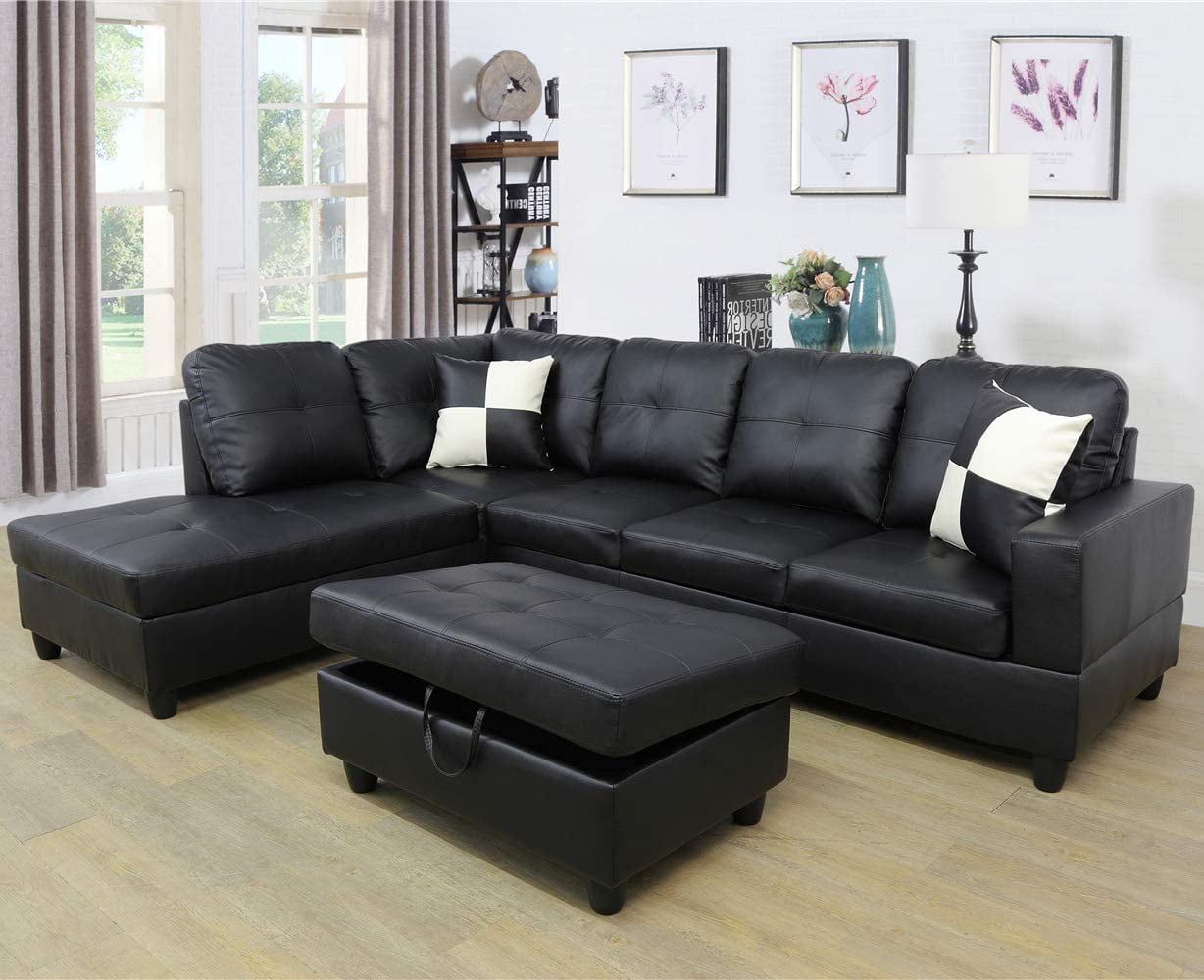 Ainehome Faux Leather Sectional Set, Living Room L Shaped Modern Sofa For Faux Leather Sectional Sofa Sets (Gallery 8 of 21)