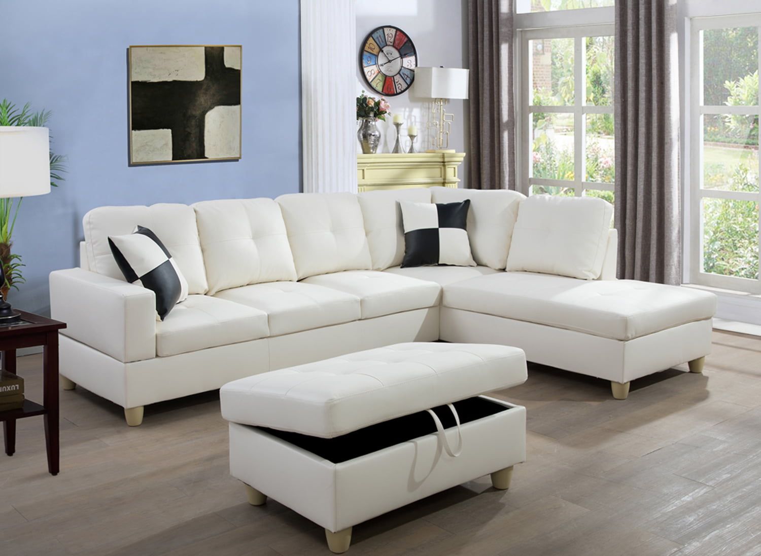 Ainehome Faux Leather Sectional Set, Living Room L Shaped Modern Sofa With Sofas With Ottomans (Gallery 9 of 20)