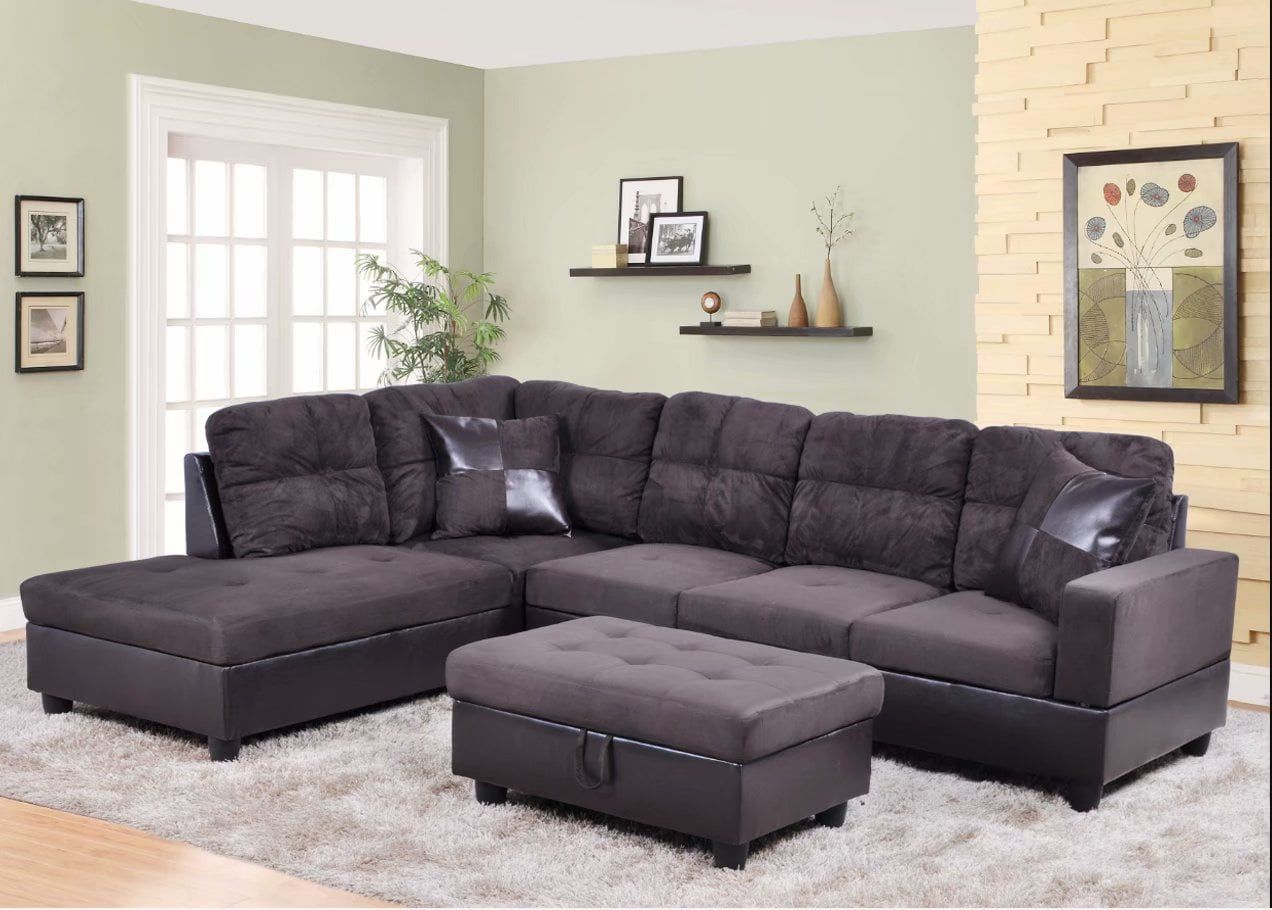 Ainehome Microfiber Sectional Sofa Set, 3pc L Shaped Living Room With Regard To Microfiber Sectional Corner Sofas (Gallery 18 of 20)