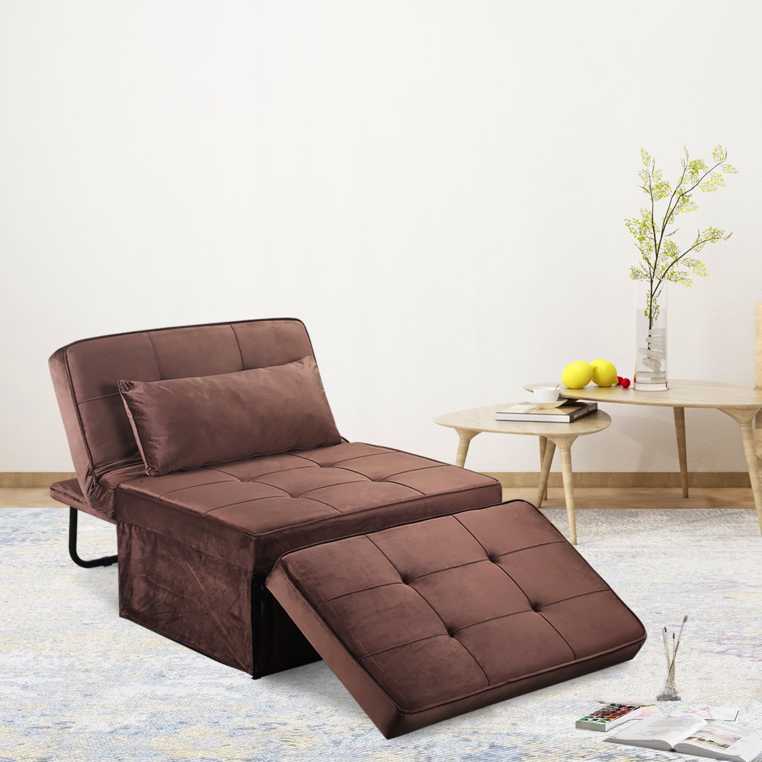 Ainfox 4 In 1 Ottoman Sleeper Guest Chair Sofa Bed Multi Function Pertaining To 4 In 1 Convertible Sleeper Chair Beds (Gallery 4 of 20)