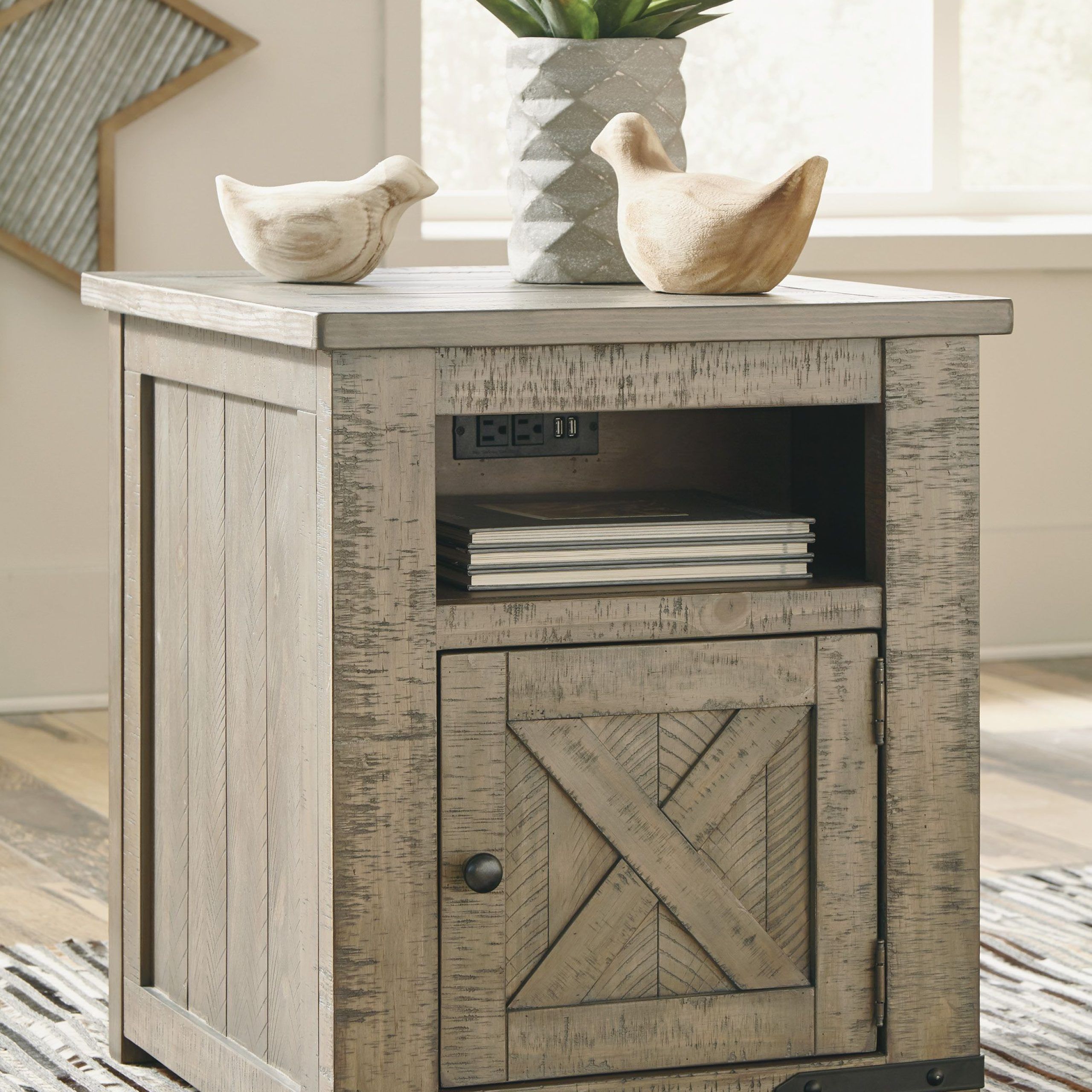 Aldwin Gray Rectangular End Table | Crafted With Solid Pine Wood Within Rustic Gray End Tables (Gallery 1 of 20)
