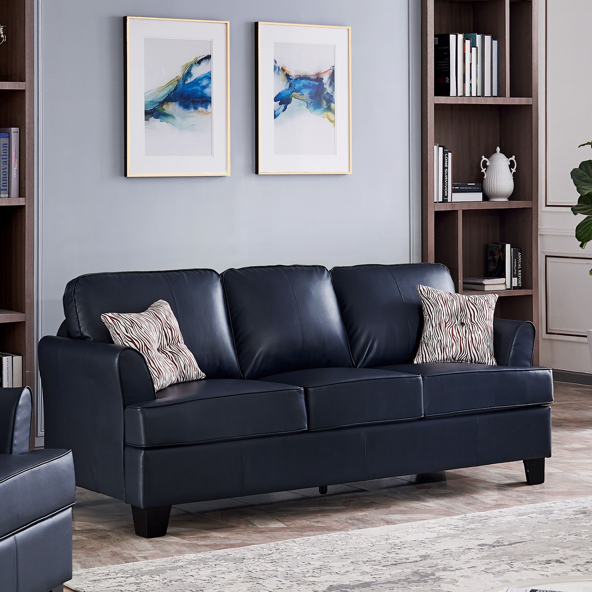 Alexandria Leather Sofa (blue) – Taf Furniture Throughout Sofas In Blue (Gallery 12 of 20)