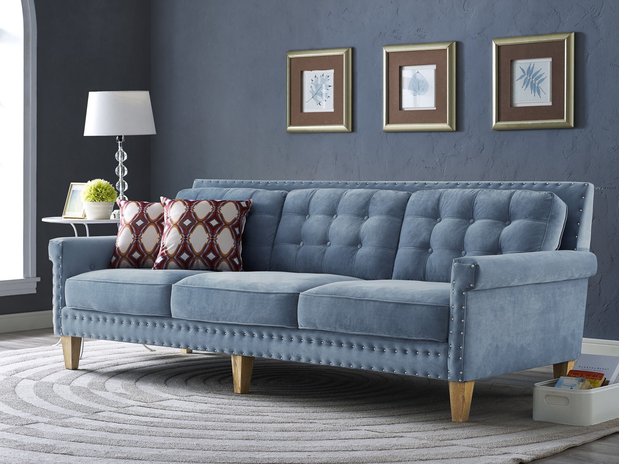 Alison Velvet Sofa – Emfurn | Living Room Sofa, Blue Velvet Sofa Inside Modern Blue Linen Sofas (Gallery 19 of 20)