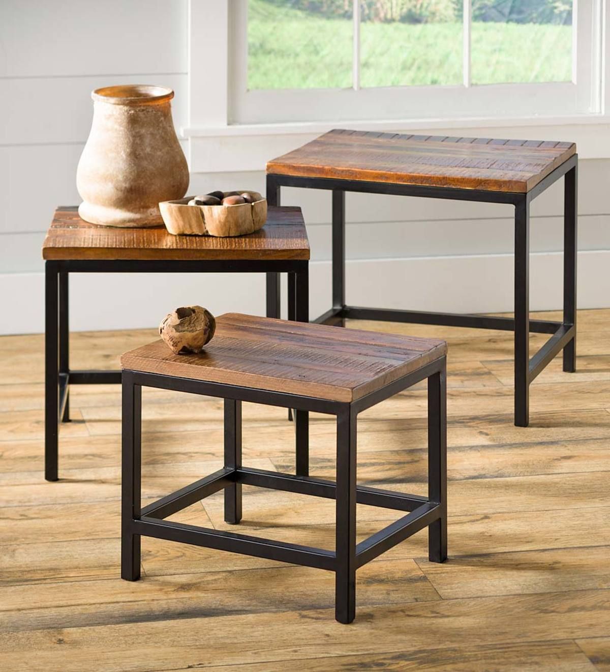 Allegheny Reclaimed Wood Nesting Tables, Set Of 3 | Plow & Hearth Pertaining To Coffee Tables Of 3 Nesting Tables (View 10 of 20)