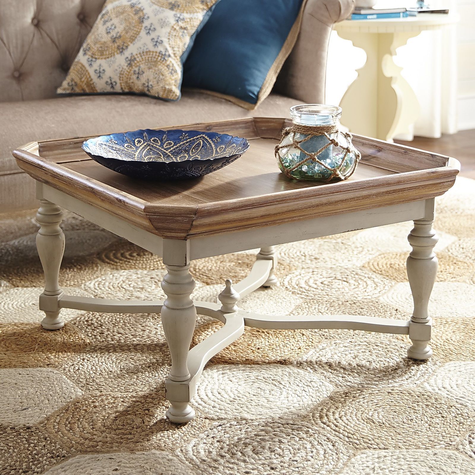 Amelia Natural Stonewash Square Coffee Table | Coffee Table Square Throughout Transitional Square Coffee Tables (Gallery 19 of 20)