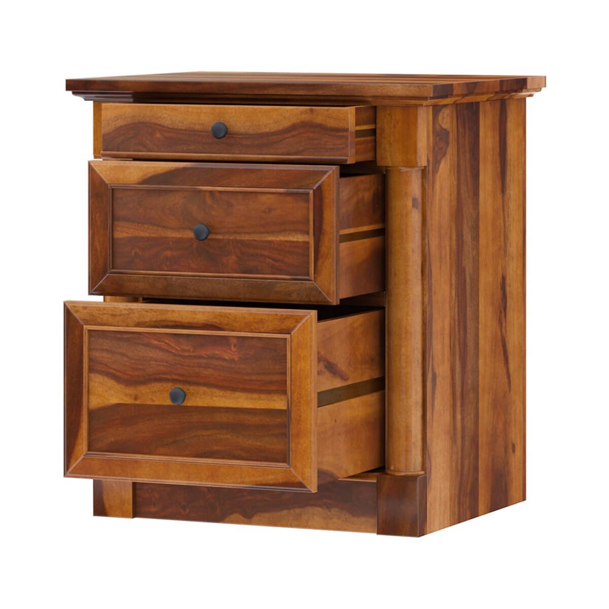 Ansonville Rustic Solid Wood 3 Drawer File Cabinet Throughout Wood Cabinet With Drawers (Gallery 10 of 20)