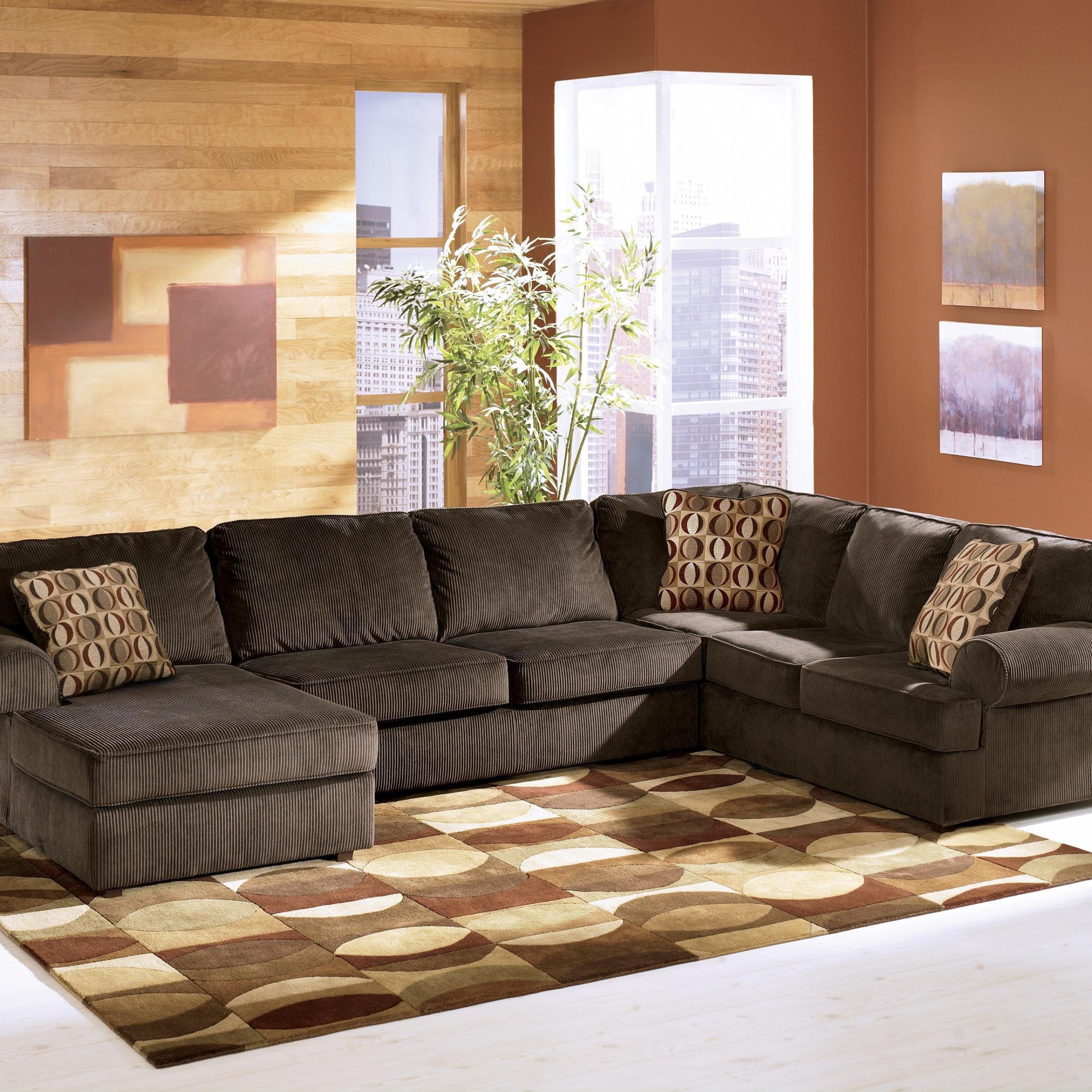 Ashley Furniture Vista – Chocolate Casual 3 Piece Sectional With Left Within Sofas In Chocolate Brown (Gallery 4 of 20)