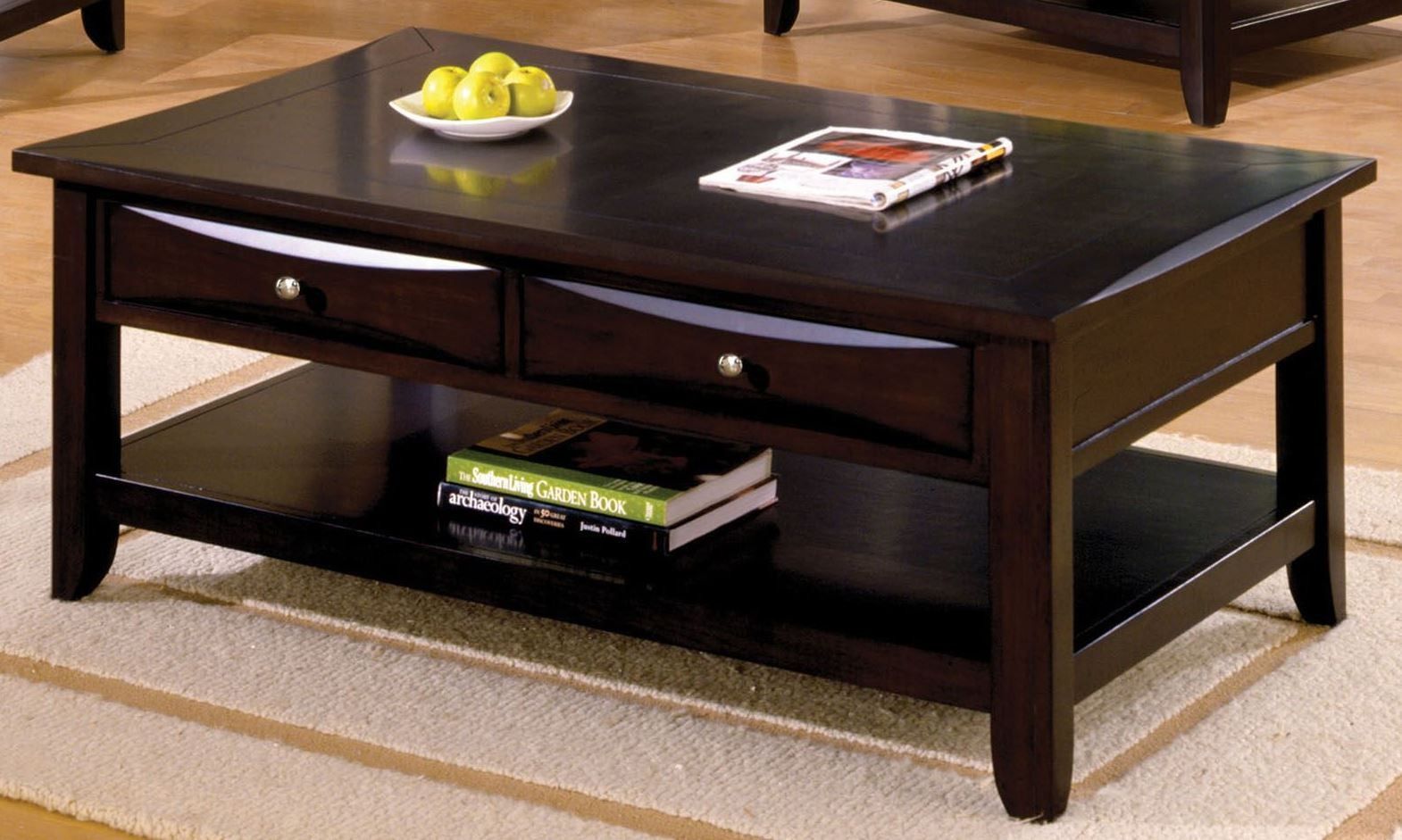 Baldwin Espresso Rectangular Coffee Table From Furniture Of America In Espresso Wood Finish Coffee Tables (Gallery 10 of 21)