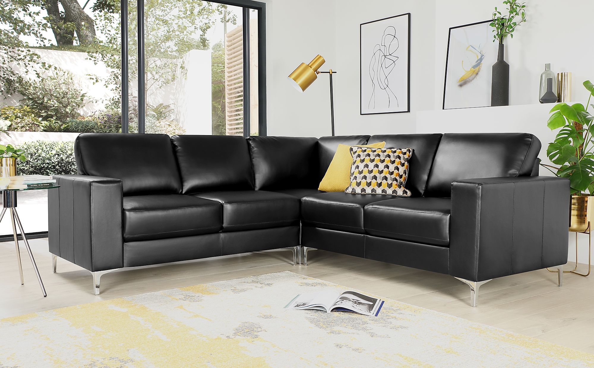 Baltimore Black Leather Corner Sofa | Furniture Choice For Sofas In Black (Gallery 16 of 20)