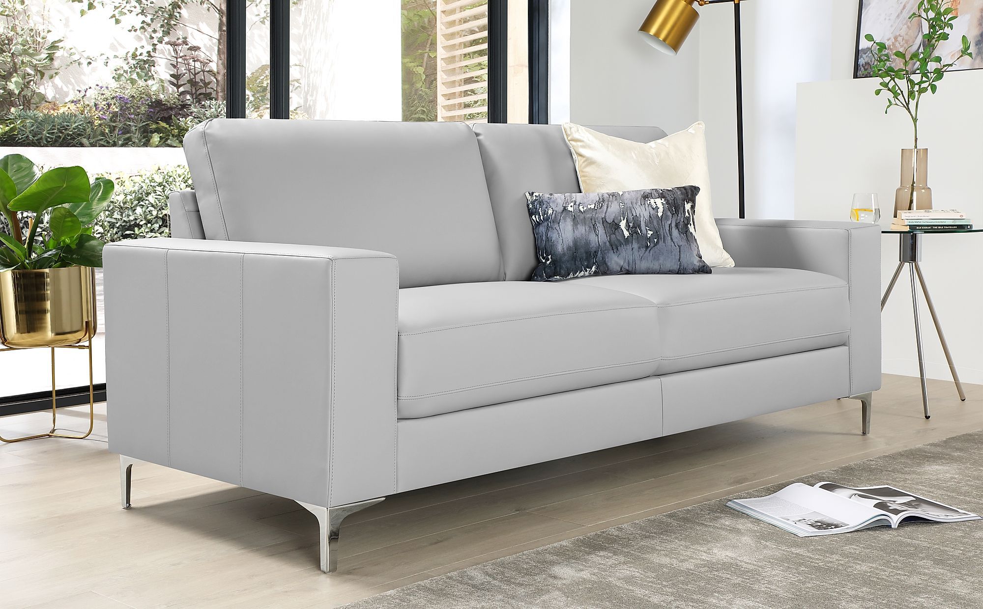 Baltimore Light Grey Leather 3 Seater Sofa | Furniture Choice Throughout Modern Light Grey Loveseat Sofas (Gallery 4 of 20)