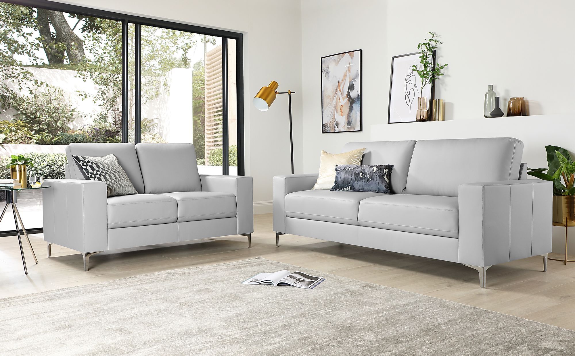 Baltimore Light Grey Leather 3+2 Seater Sofa Set | Furniture Choice Intended For Modern Light Grey Loveseat Sofas (Gallery 7 of 20)