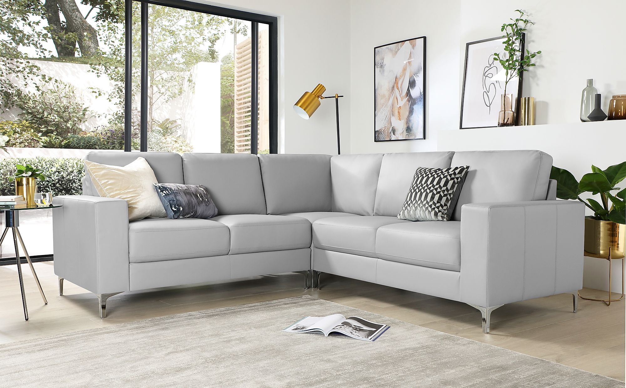 Baltimore Light Grey Leather Corner Sofa | Furniture Choice Throughout Sofas In Light Grey (View 13 of 20)