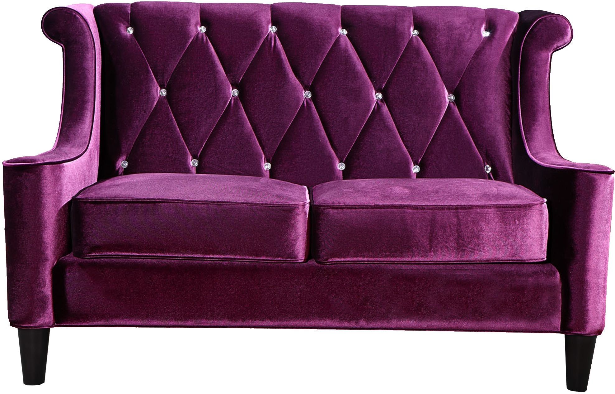 Barrister Purple Velvet Loveseat From Armen Living | Coleman Furniture With Regard To Small Love Seats In Velvet (Gallery 5 of 21)