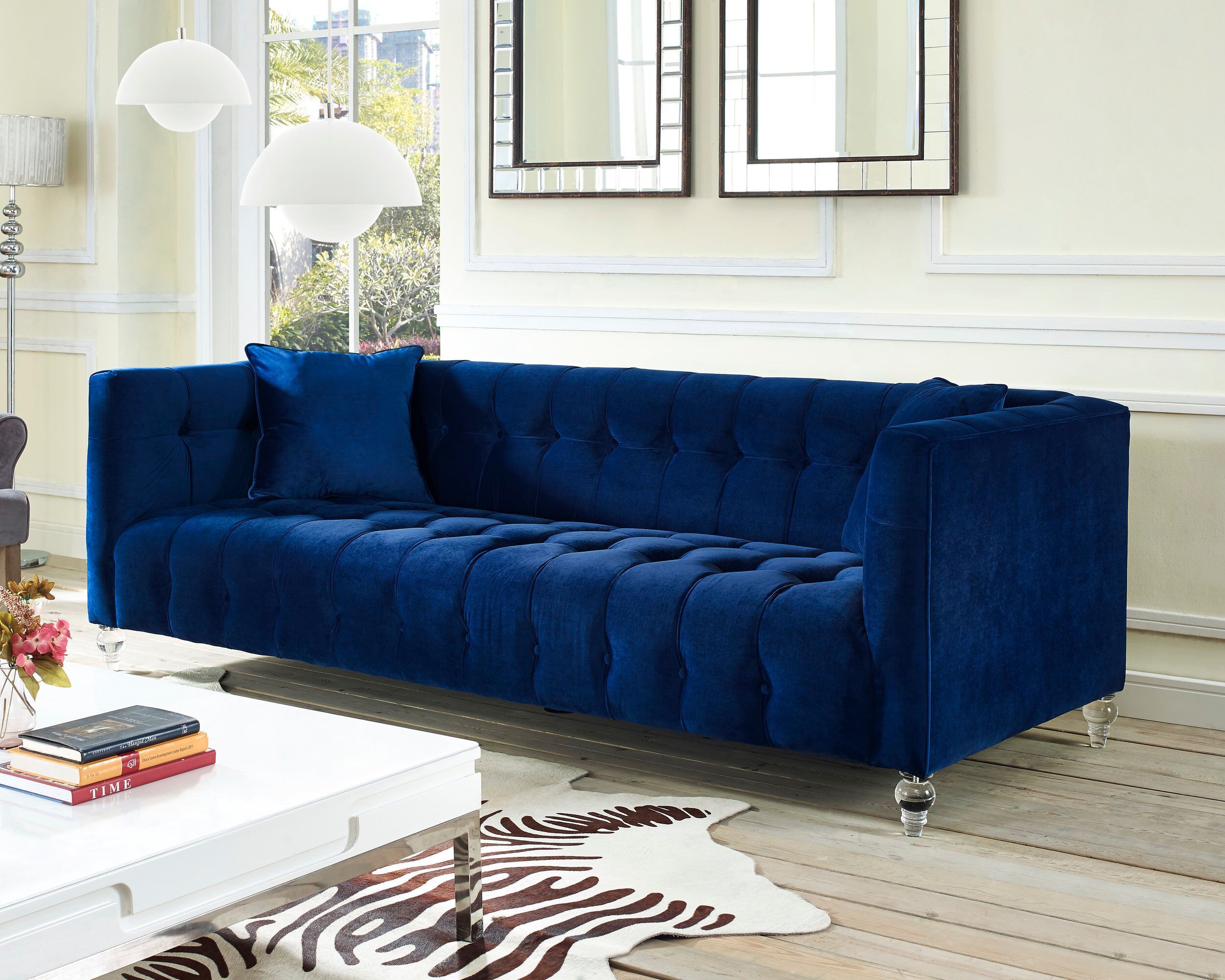 Bea Navy Blue Velvet Sofatov Furniture Within Sofas In Blue (Gallery 20 of 20)