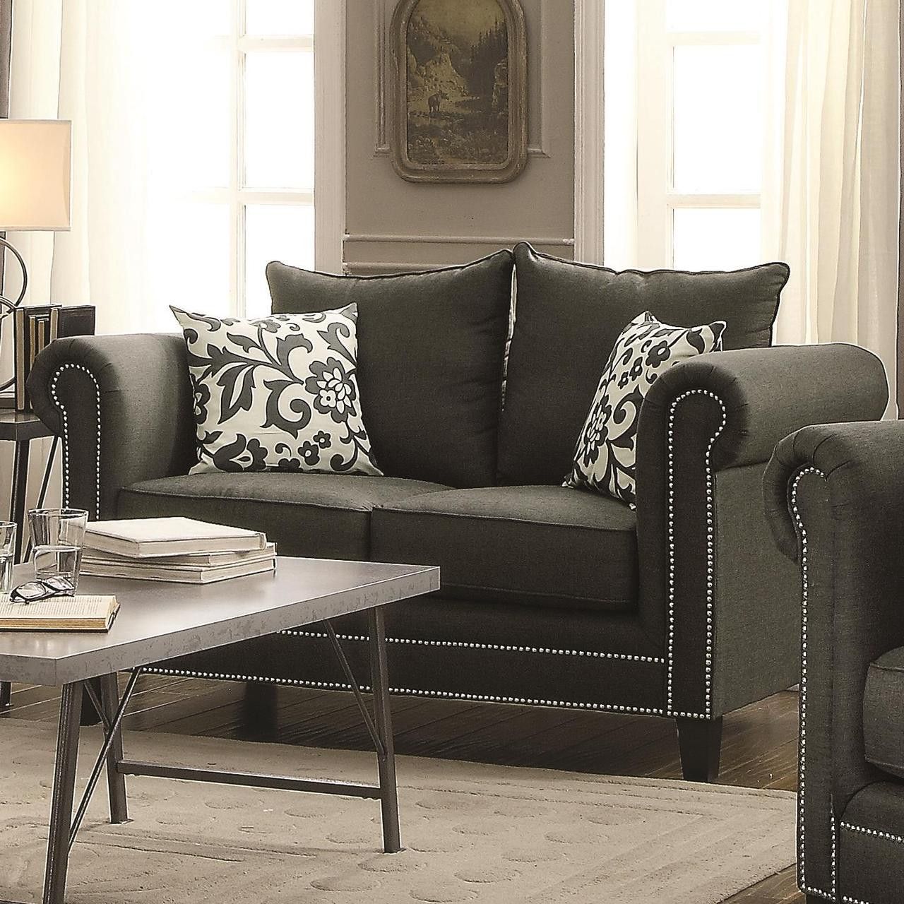 Beatrice Charcoal Linen Sofa And Loveseat – Cb Furniture In Light Charcoal Linen Sofas (Gallery 4 of 20)