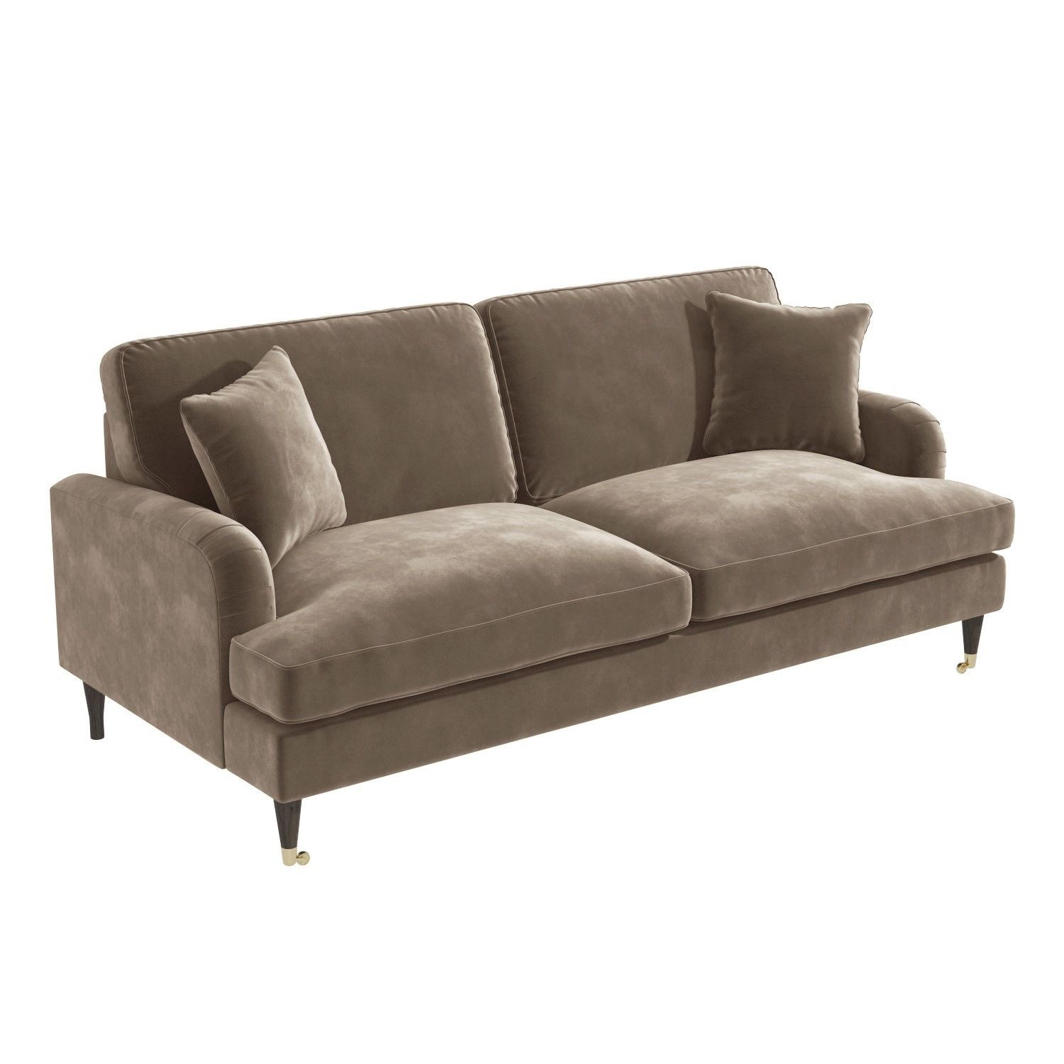 Beige Velvet Sofa – Seats 3 – Payton – Furniture123 Throughout Elegant Beige Velvet Sofas (Gallery 12 of 20)
