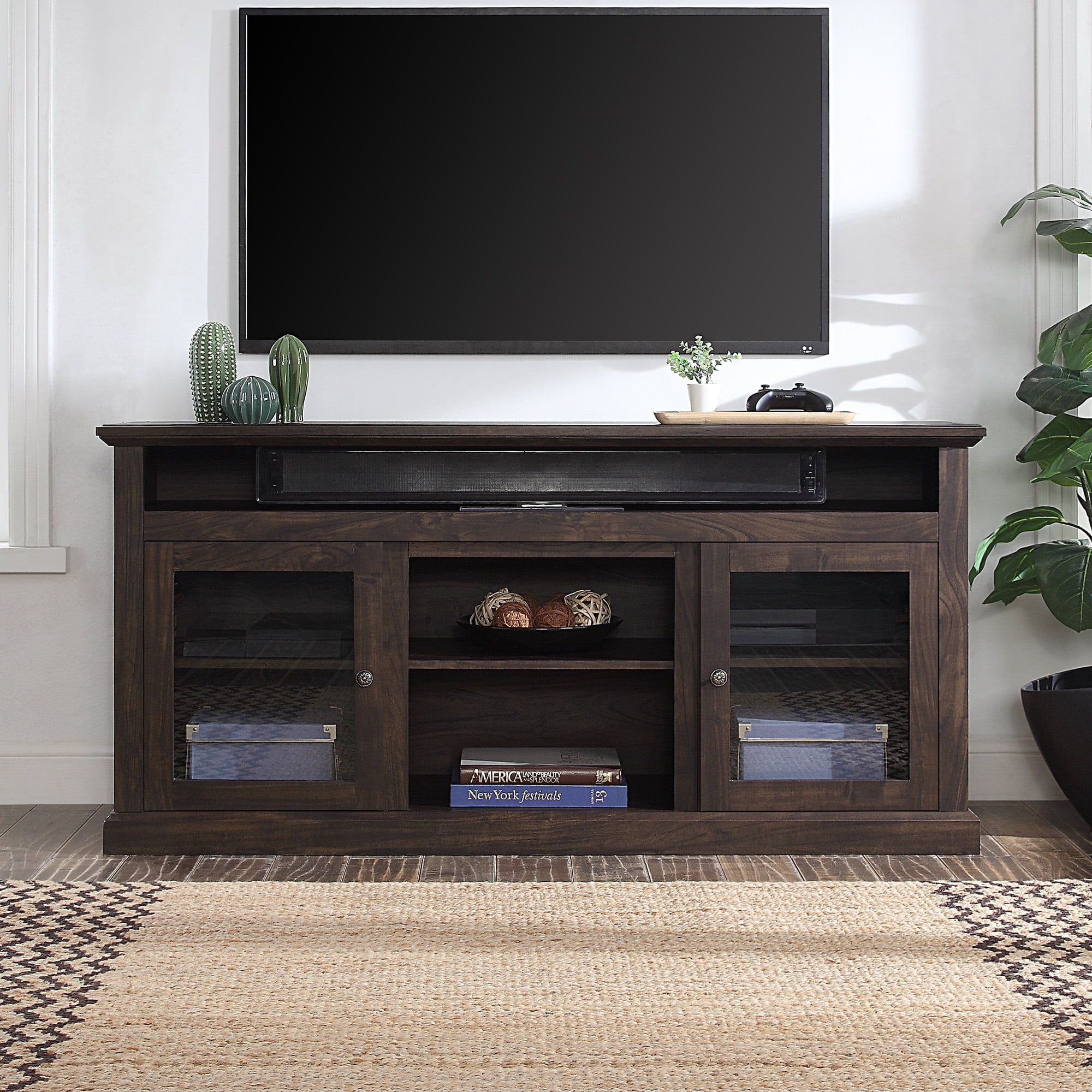 Belleze Cayman 60" Entertainment Center Tv Stand Console Fit Tv's Up To Intended For Dual Use Storage Cabinet Tv Stands (View 2 of 20)