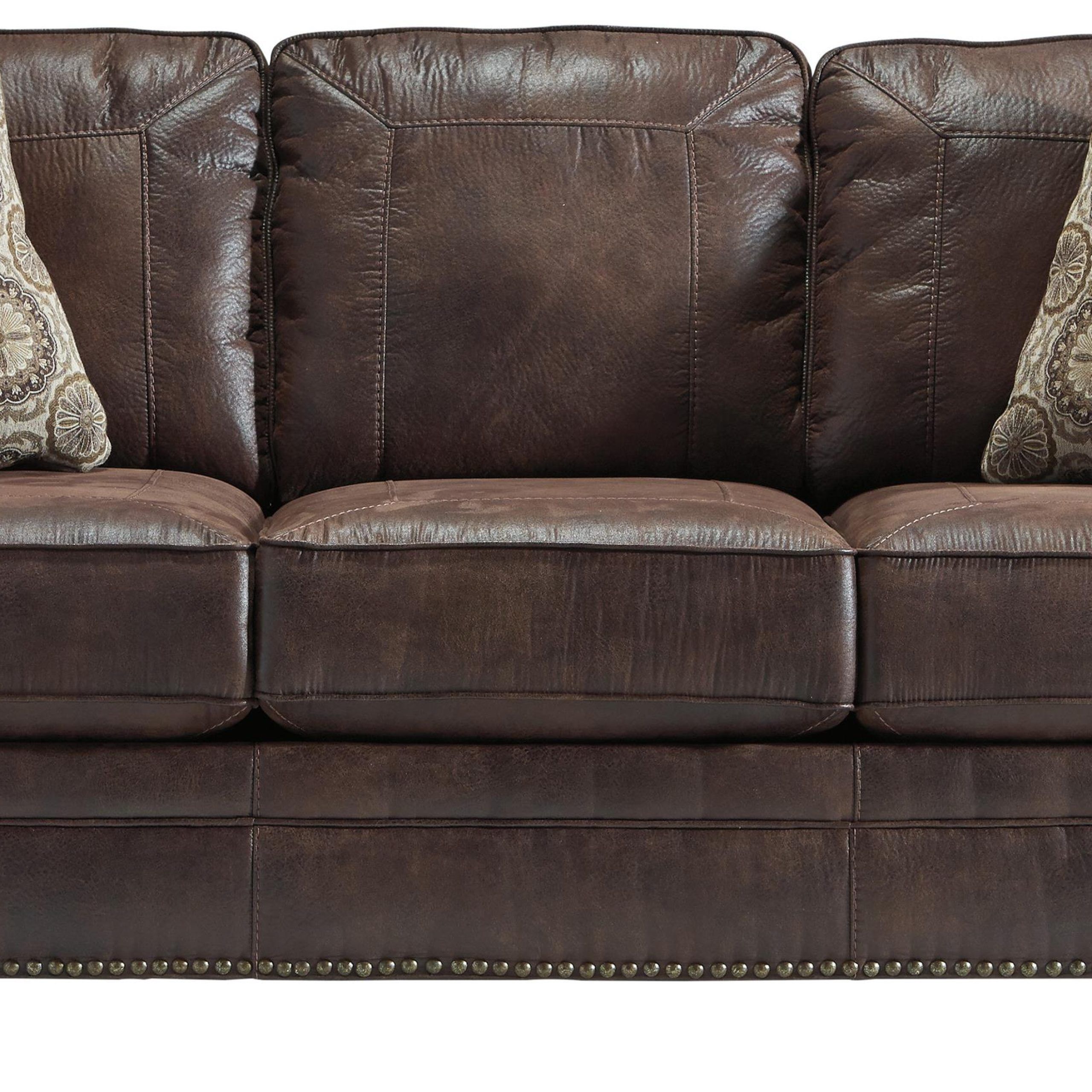 Benchcraft Breville 8000338 Faux Leather Sofa With Rolled Arms And With Regard To Faux Leather Sofas (View 5 of 21)