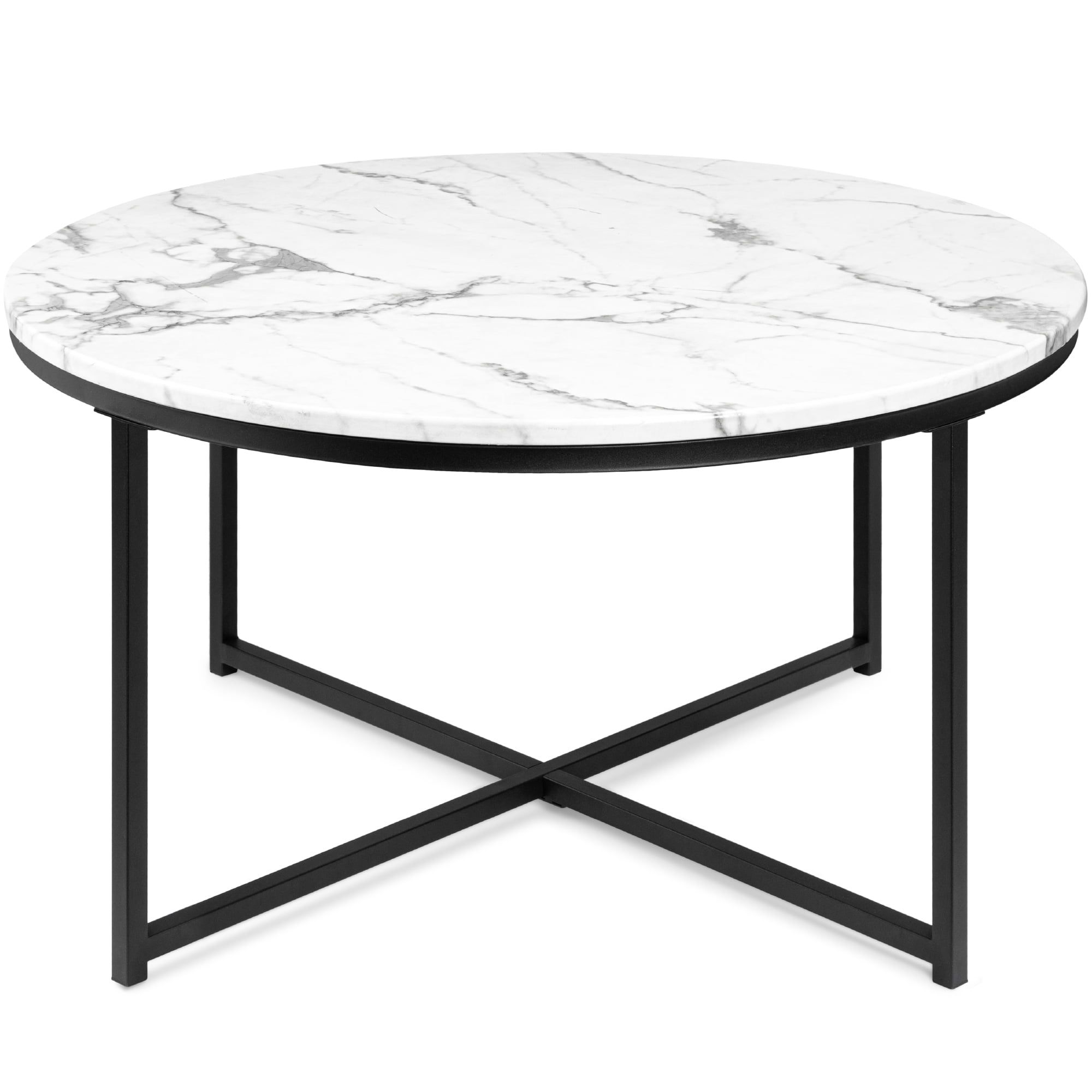 Best Choice Products 36in Faux Marble Modern Round Living Room Accent With Round Coffee Tables With Steel Frames (Gallery 4 of 21)
